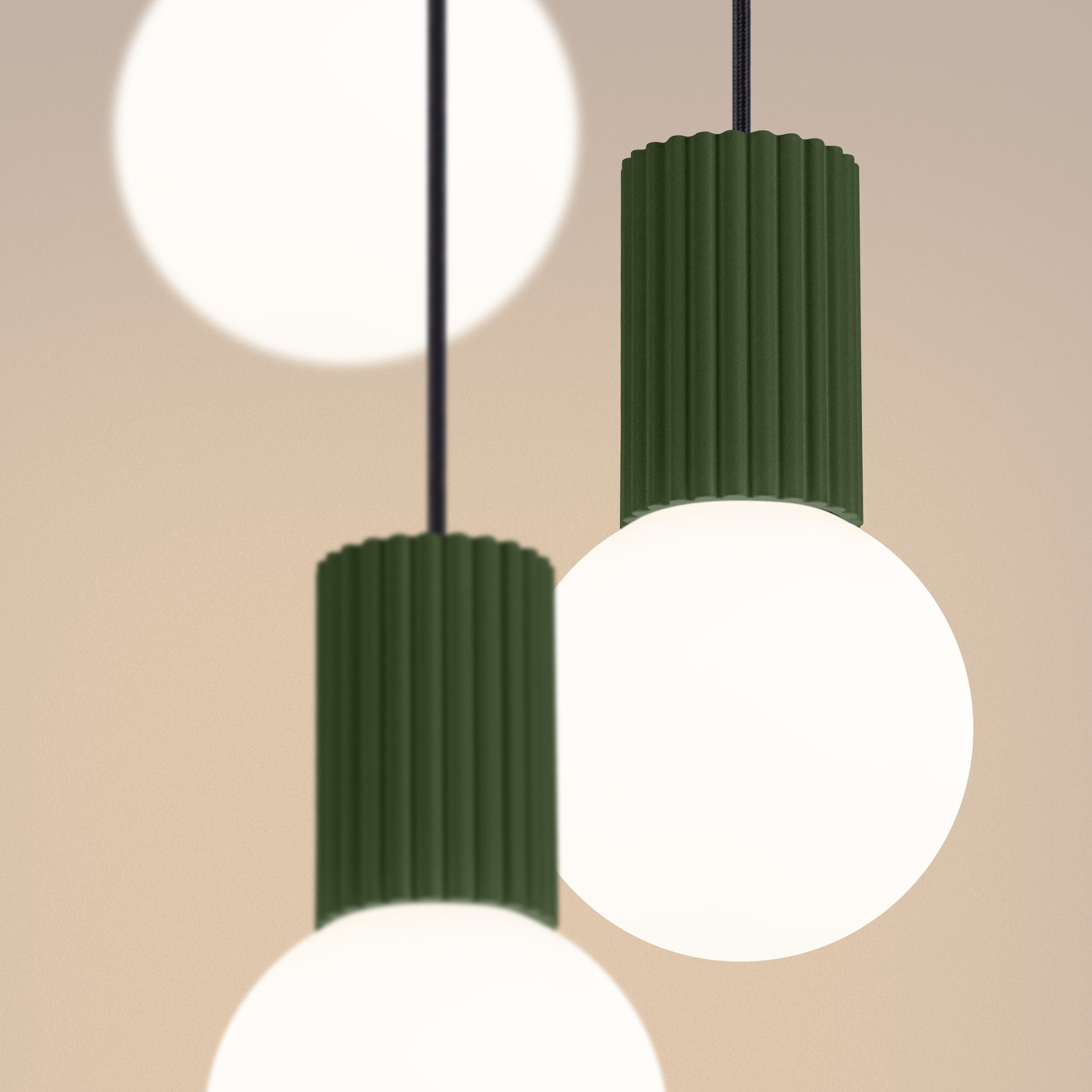 Lampa wisząca Halo 3P zielona oliwka