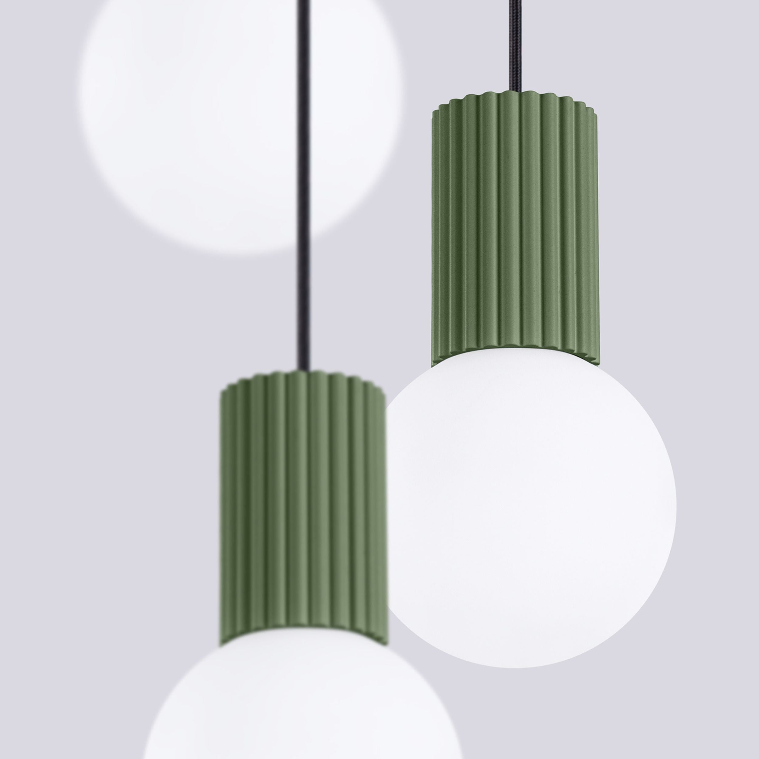 Lampa wisząca Halo 3P zielona oliwka