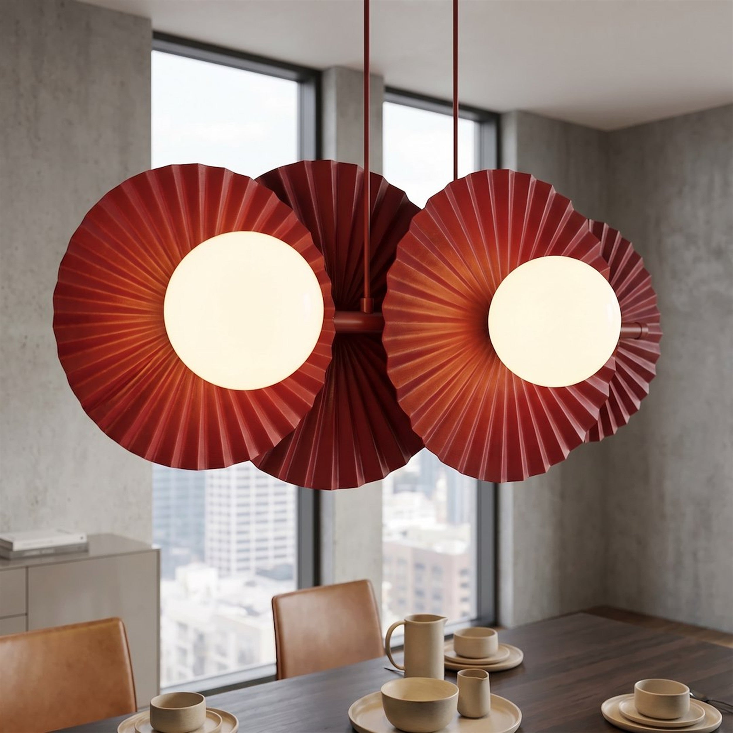 Lampa wisząca Umbra x4 burgundowa