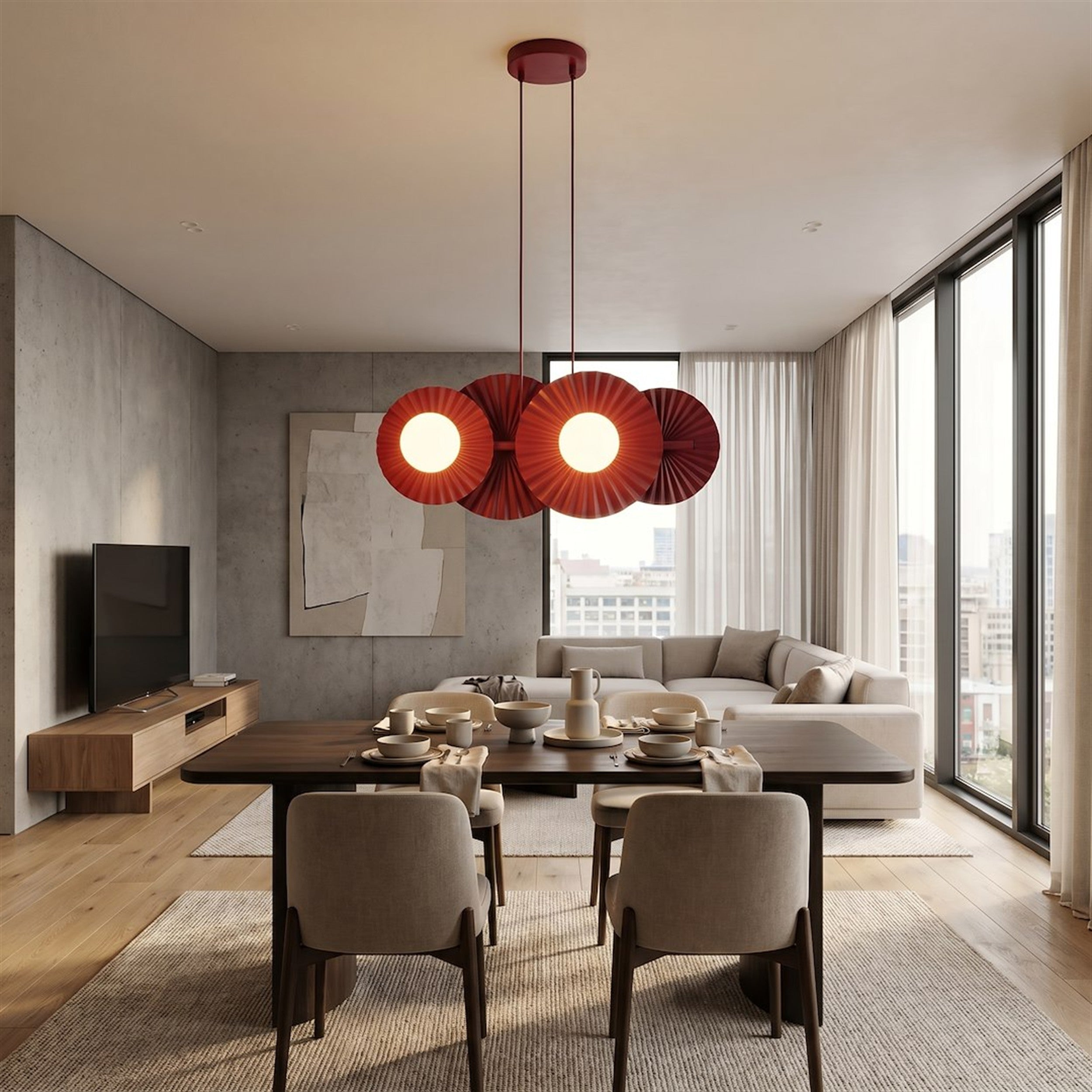 Lampa wisząca Umbra x4 burgundowa