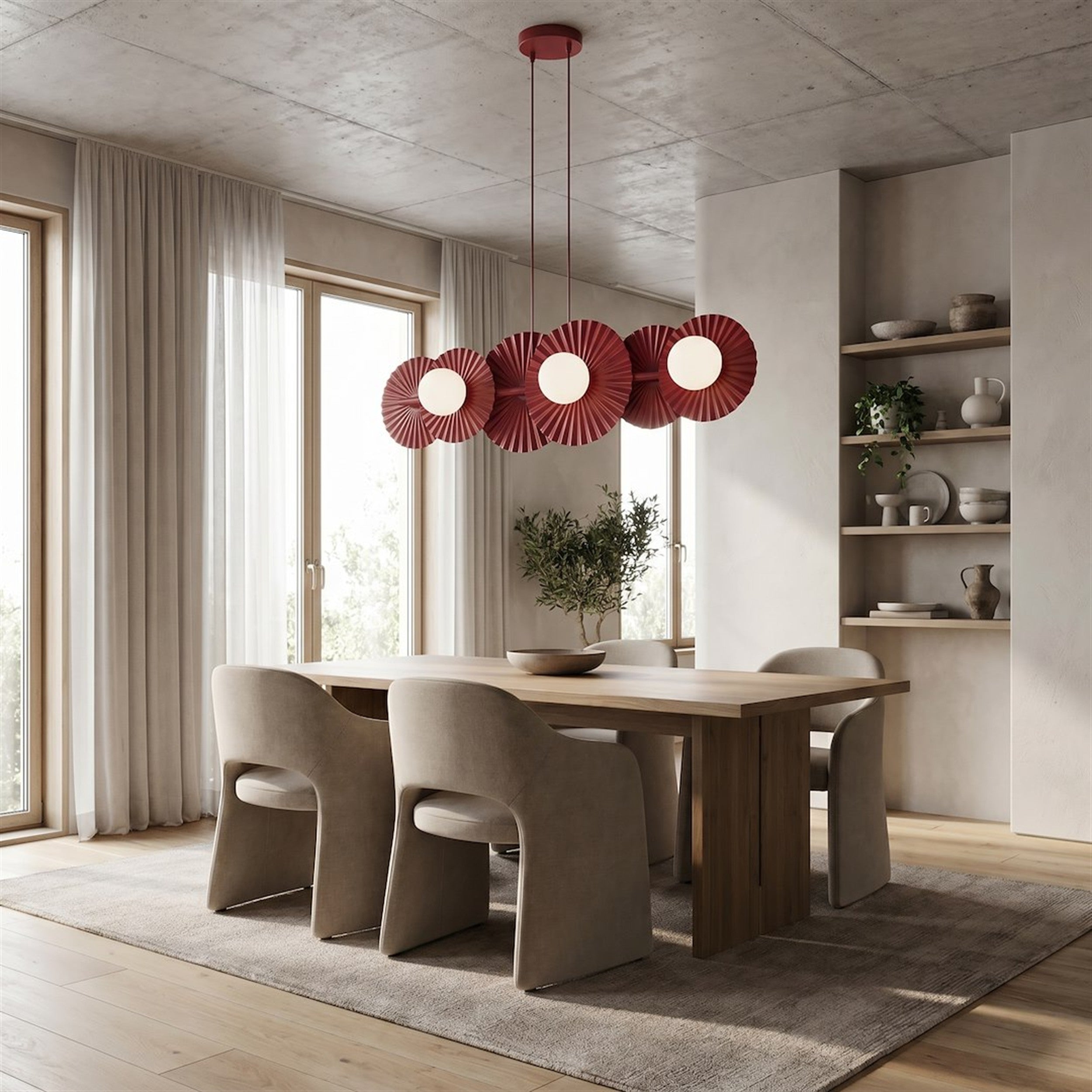 Lampa wisząca Umbra x6 burgundowa