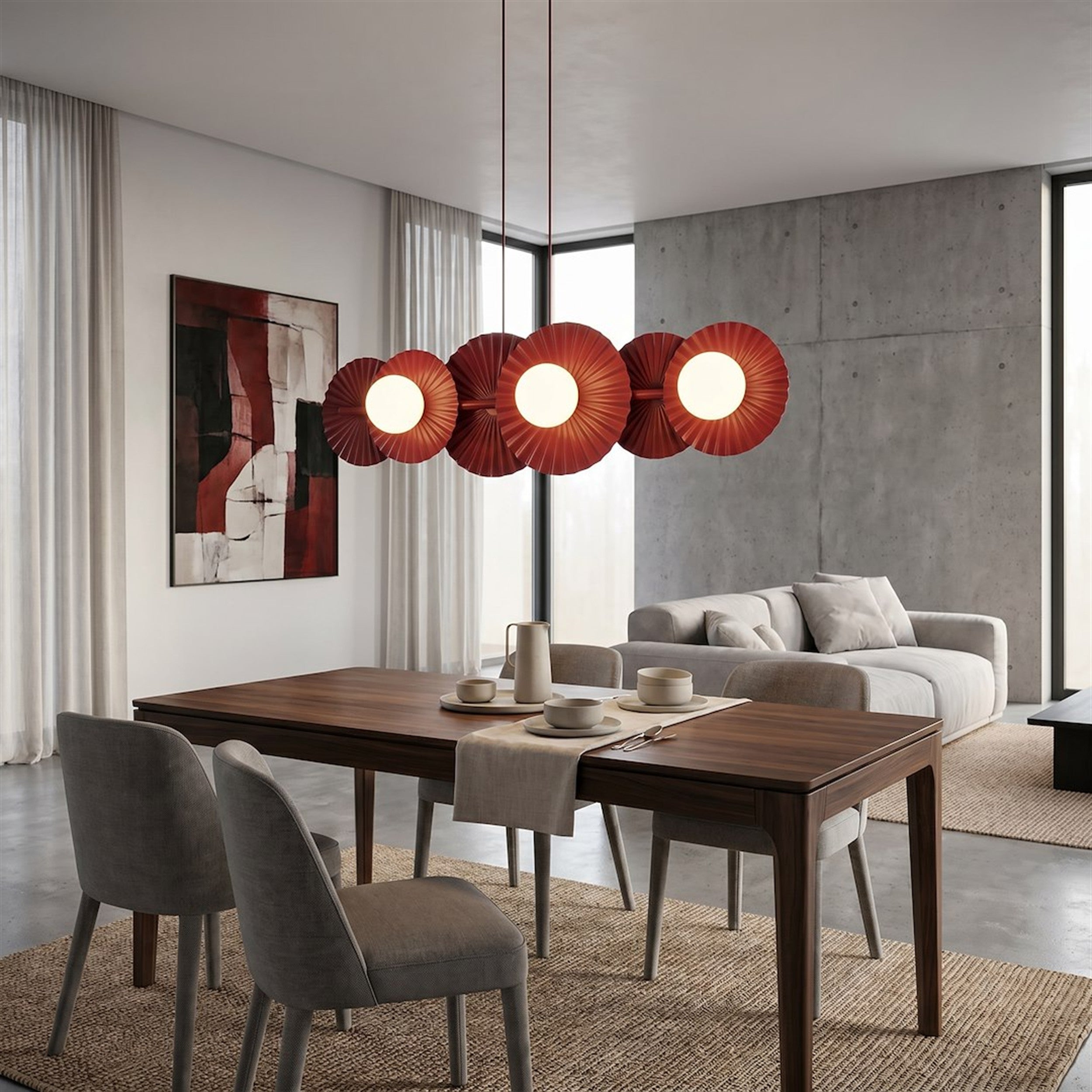 Lampa wisząca Umbra x6 burgundowa
