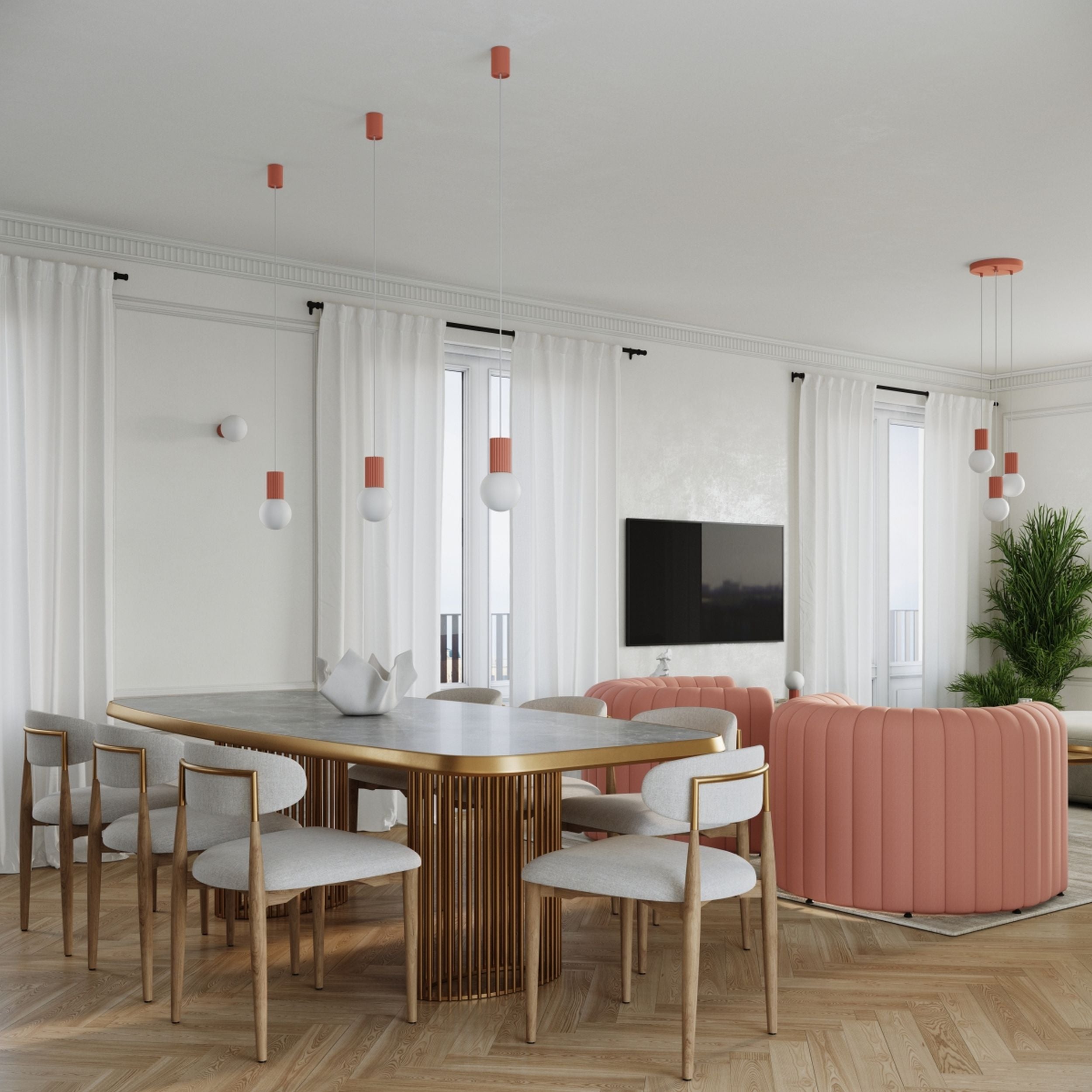 Lampa wisząca Halo 1 brzoskwiniowa