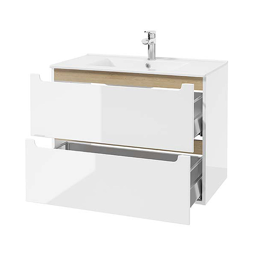 Szafka pod umywalkę Saeli wisząca z dwiema szufladami 80x45 cm