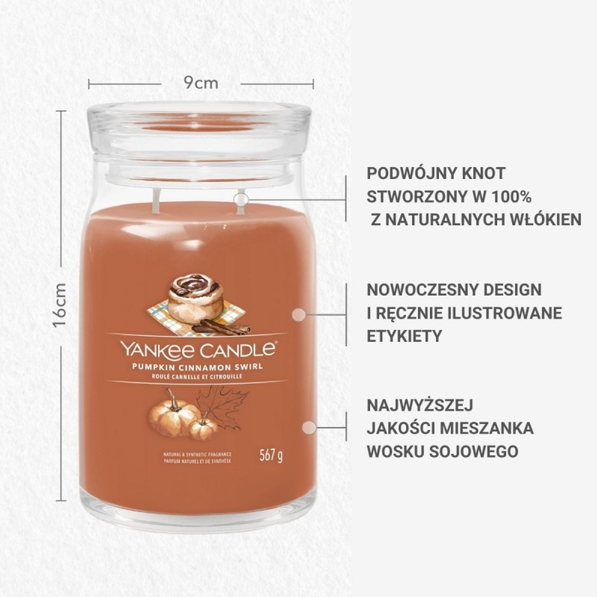 Świeca zapachowa Yankee Candle Pumpkin Cinnamon Swirl 567 g