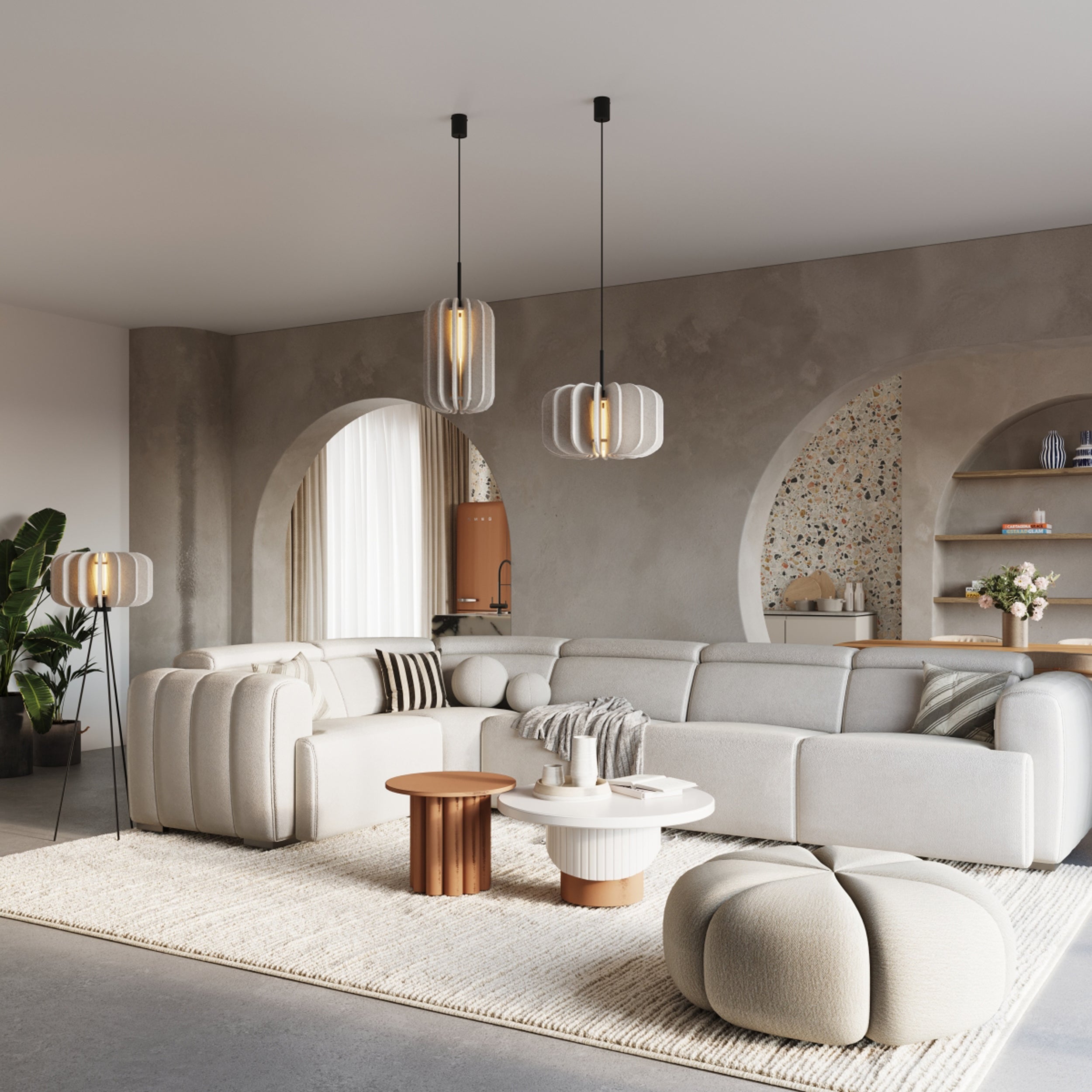 Lampa wisząca z filcu Mula 27 cm beżowa