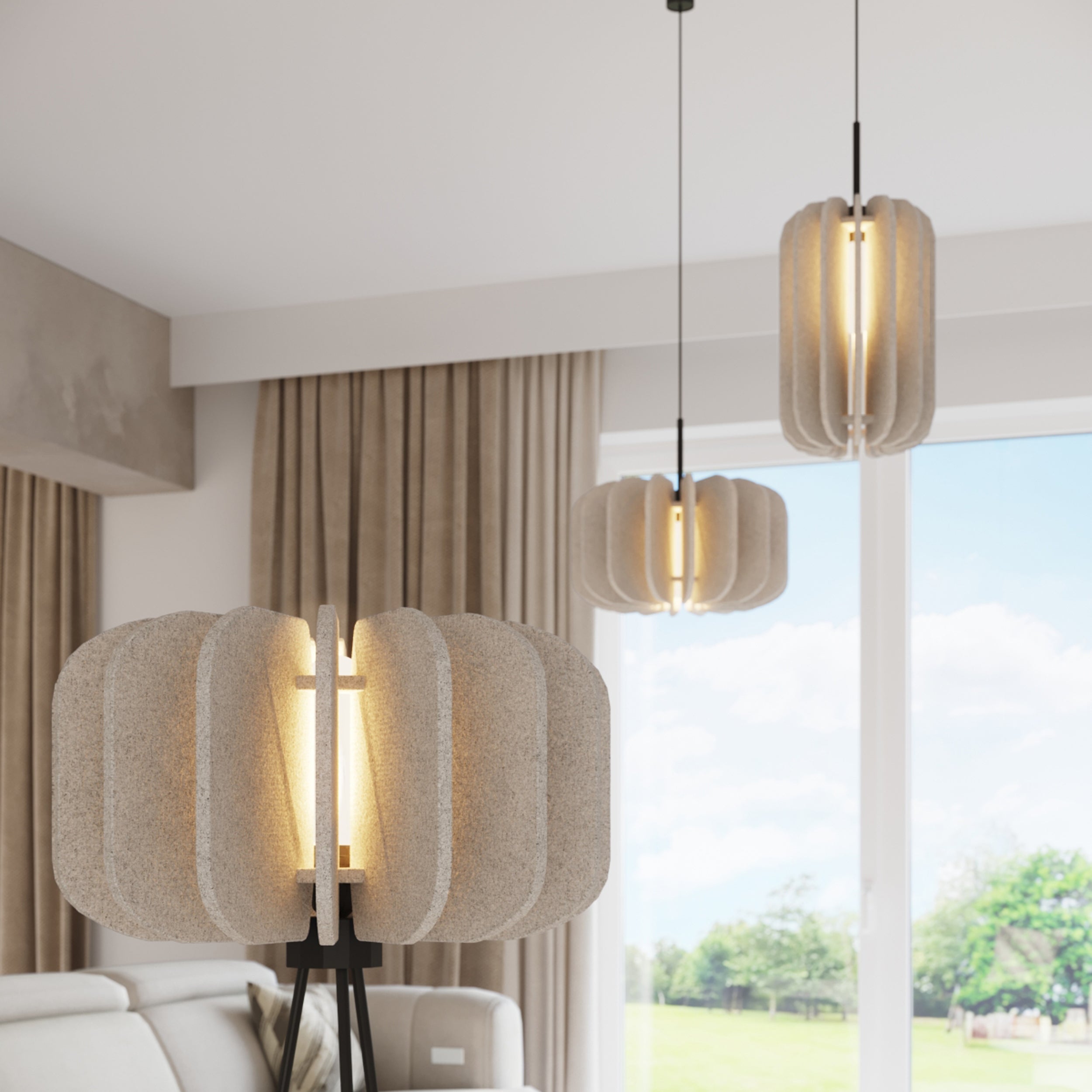 Lampa wisząca z filcu Mula 27 cm beżowa