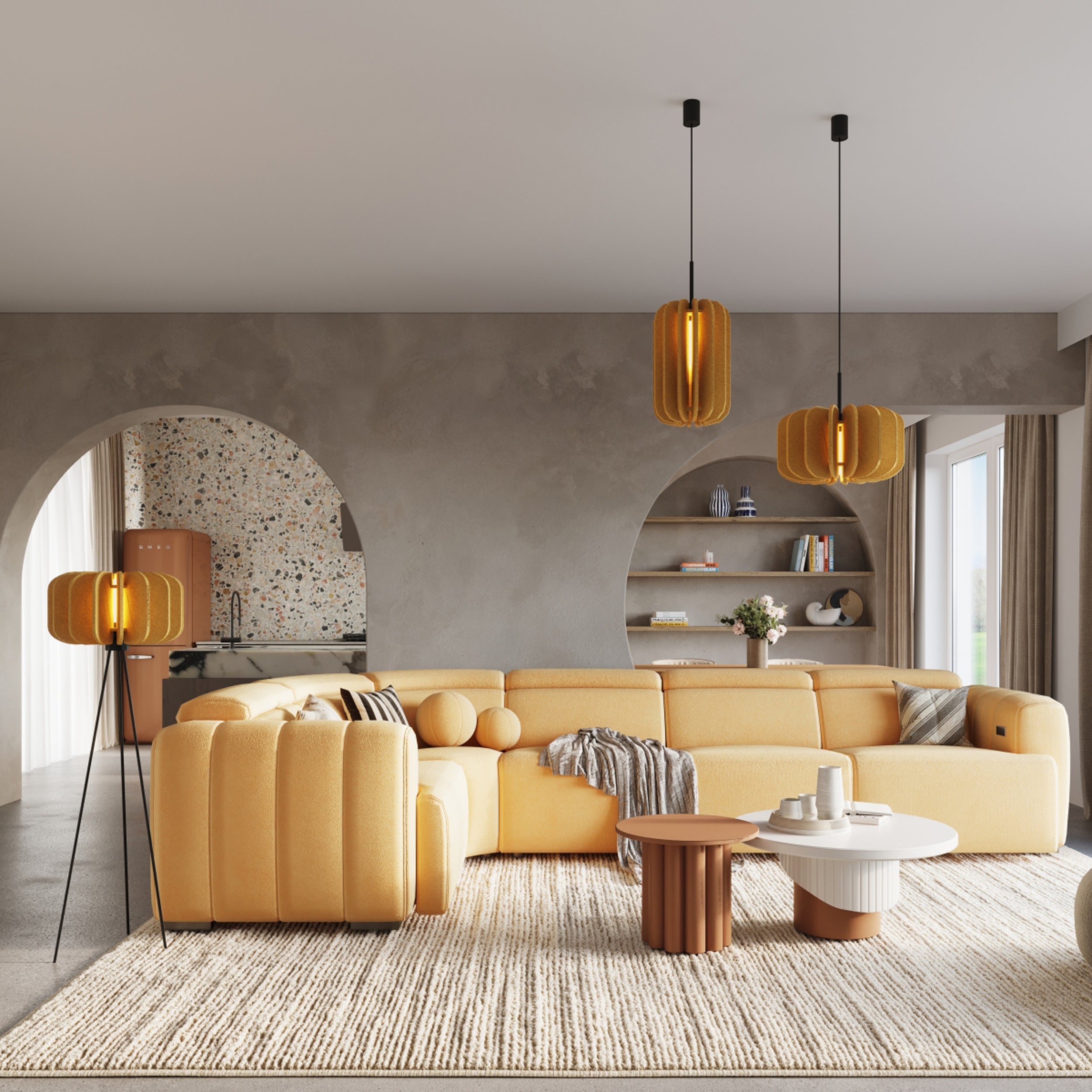 Lampa wisząca z filcu Mula 45 cm żółta