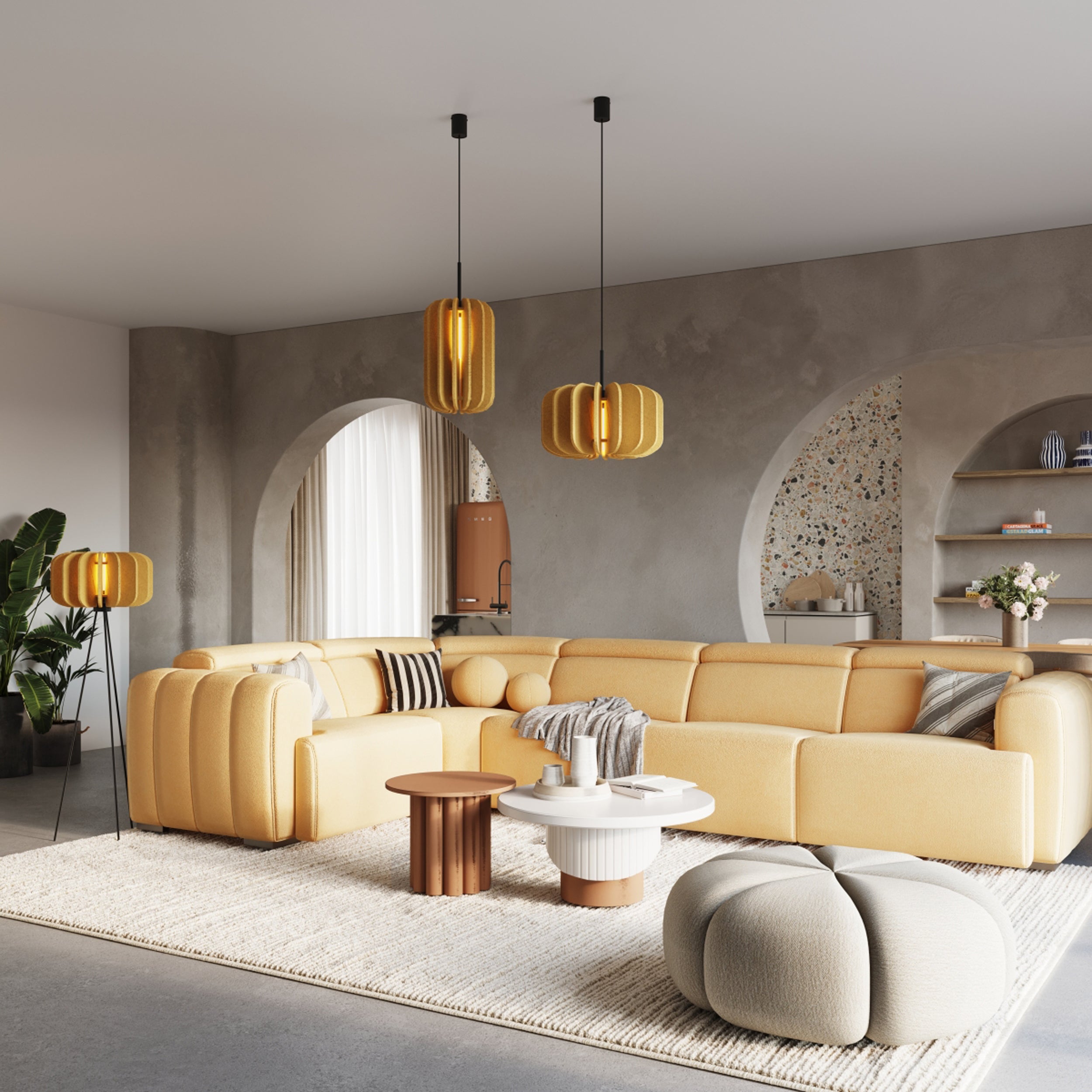 Lampa wisząca z filcu Mula 45 cm żółta