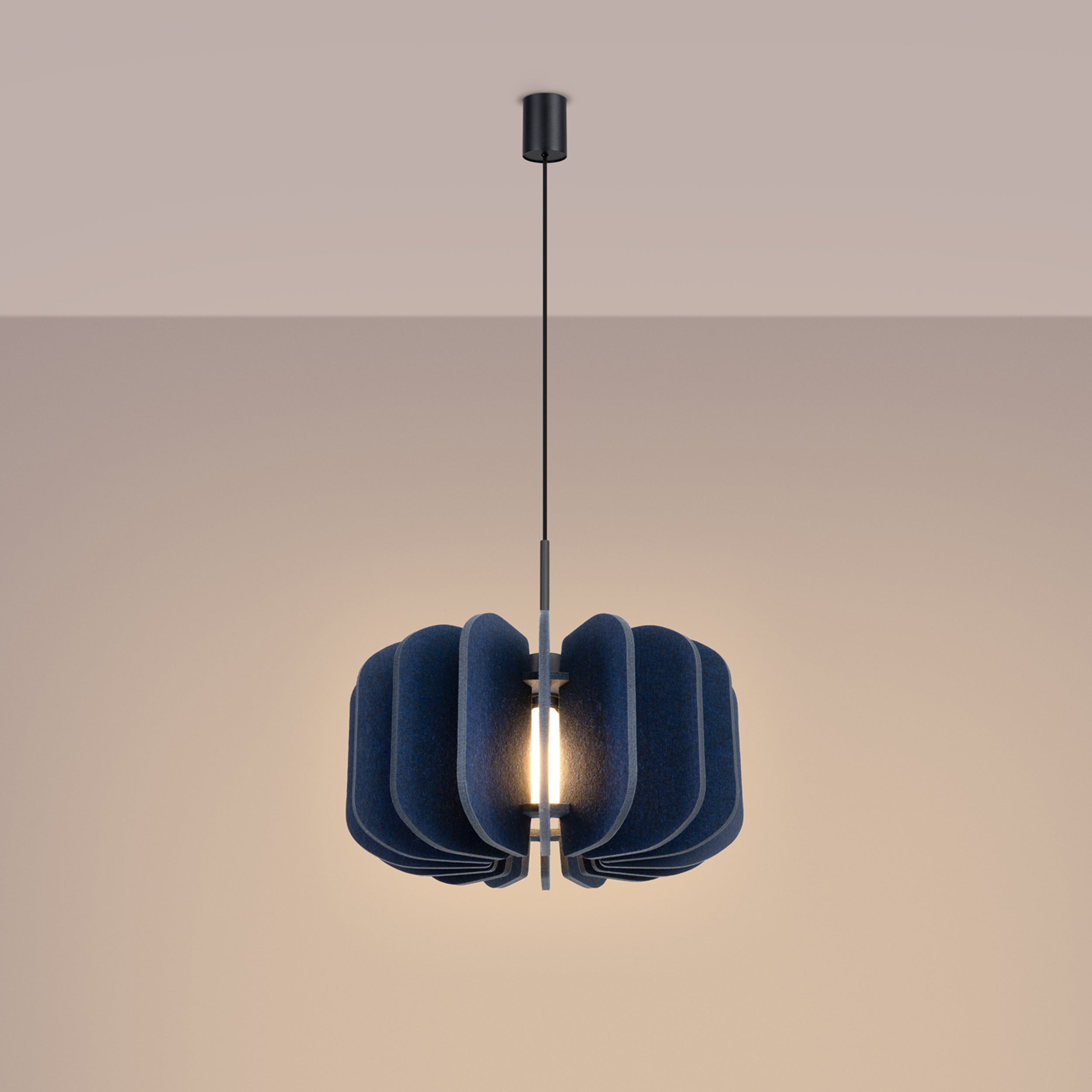Lampa wisząca z filcu Mula 45 cm granatowa