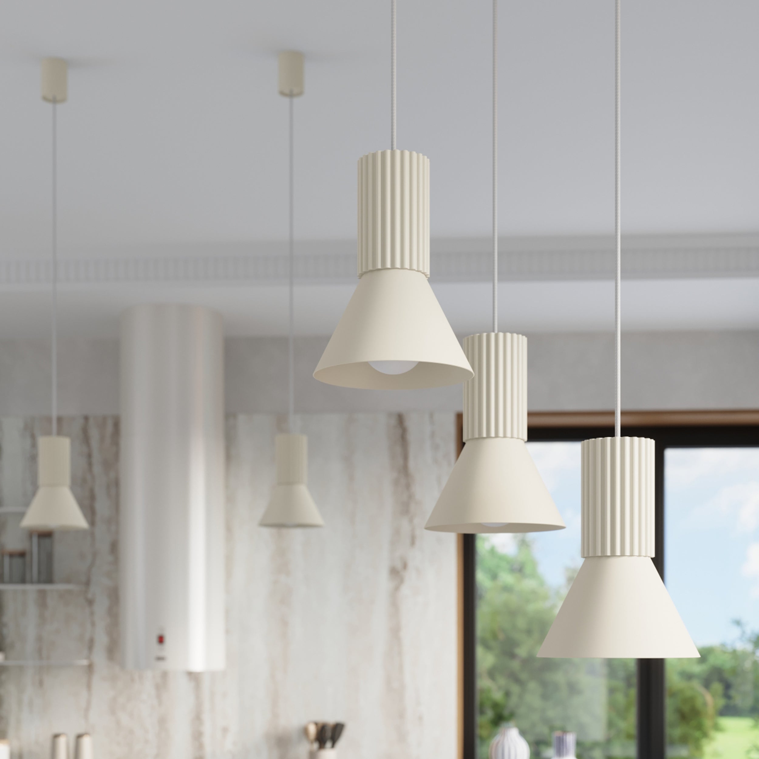 Lampa wisząca Estria x3 beżowa