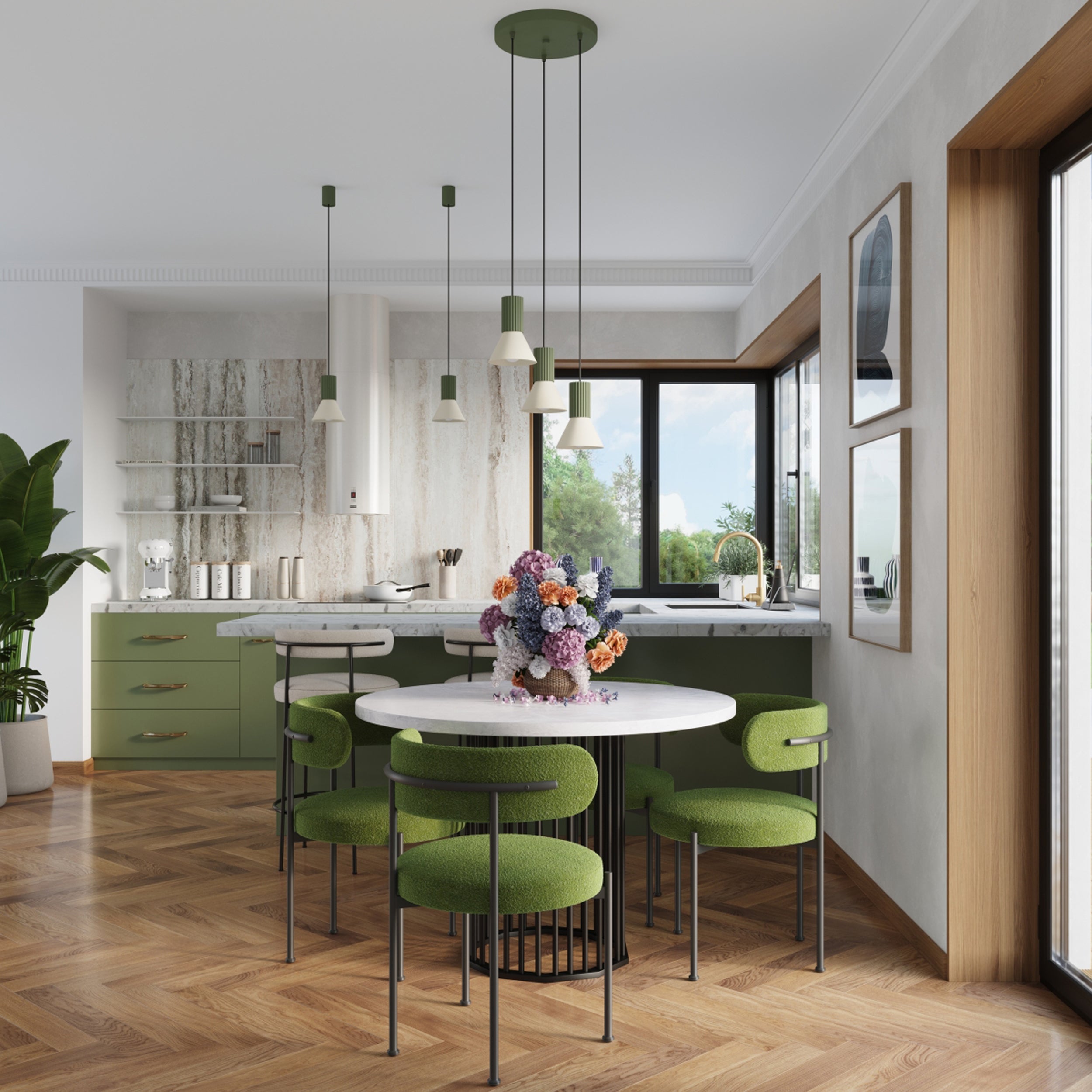Lampa wisząca Estria x1 beżowa/zielona oliwka
