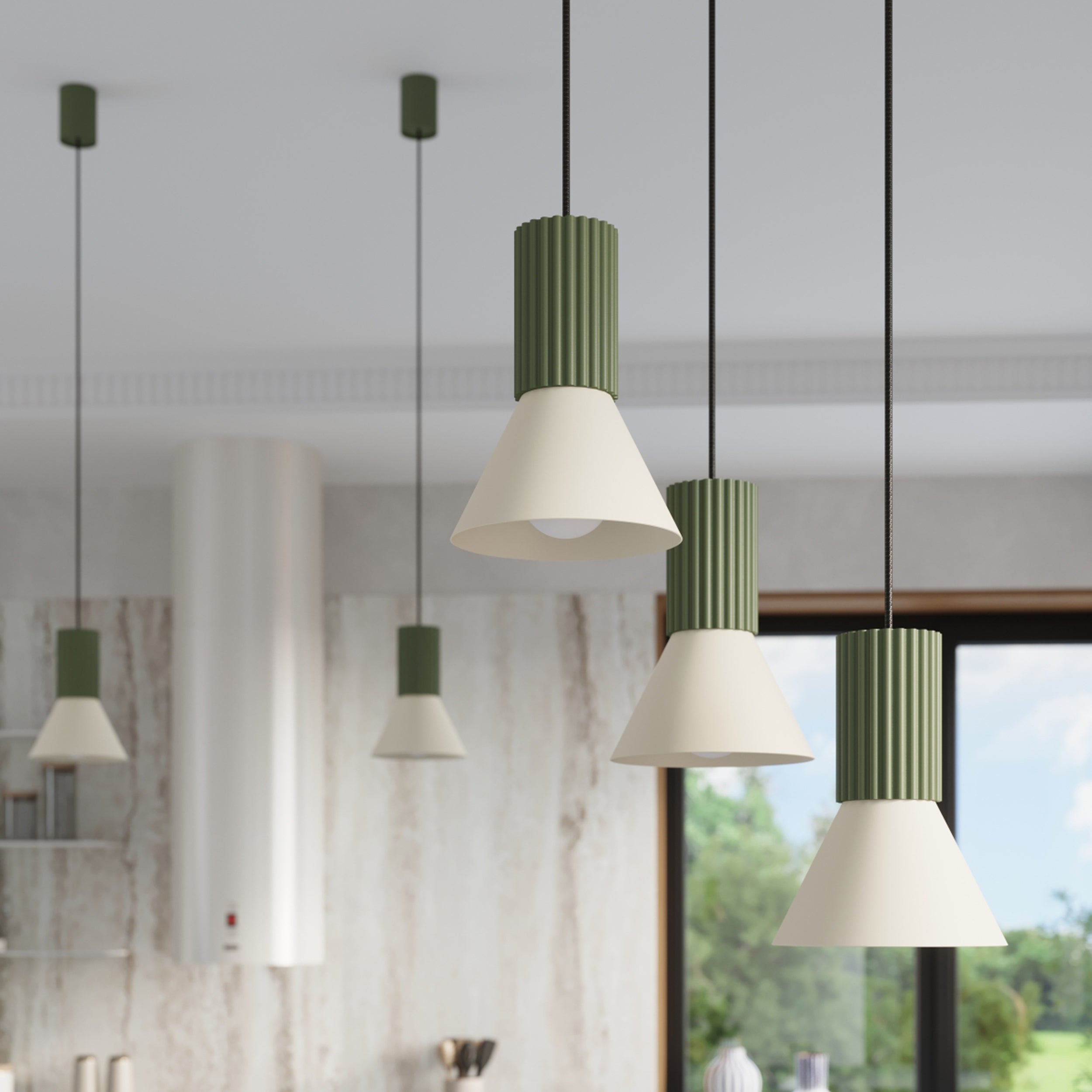Lampa wisząca Estria x1 beżowa/zielona oliwka