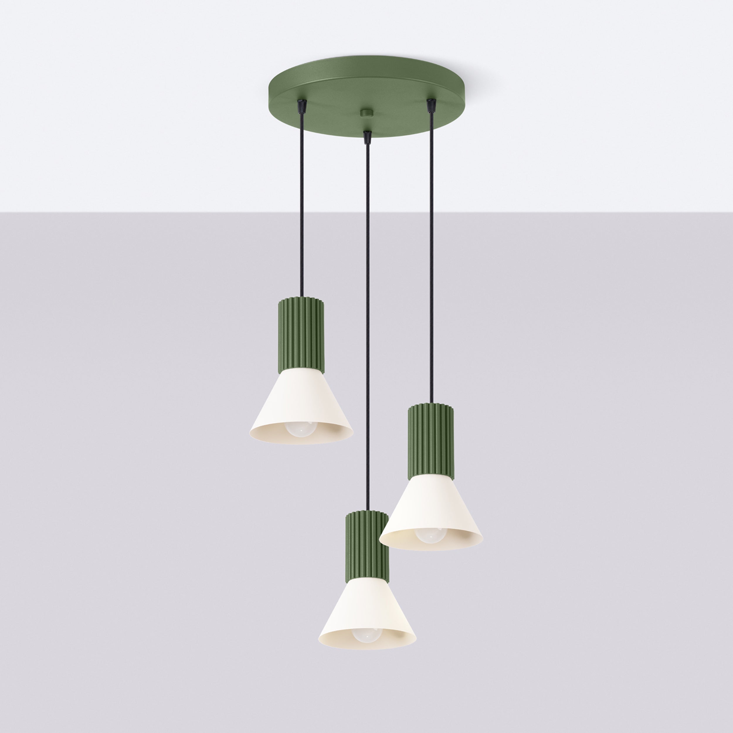 Lampa wisząca Estria x3 beżowa/zielona oliwka