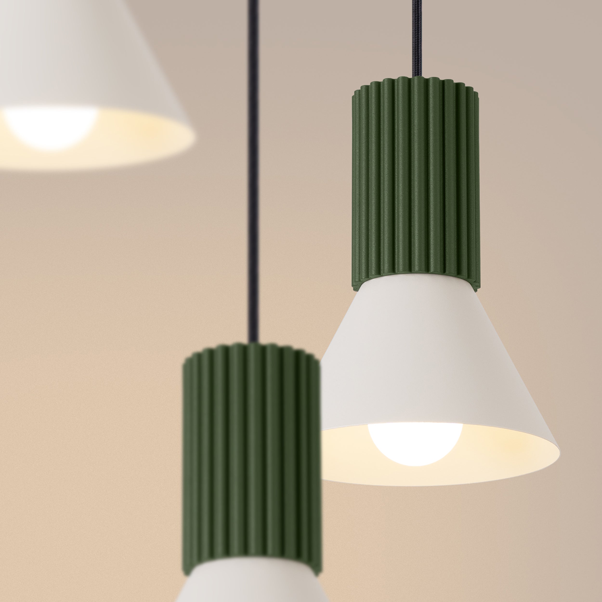 Lampa wisząca Estria x3 beżowa/zielona oliwka