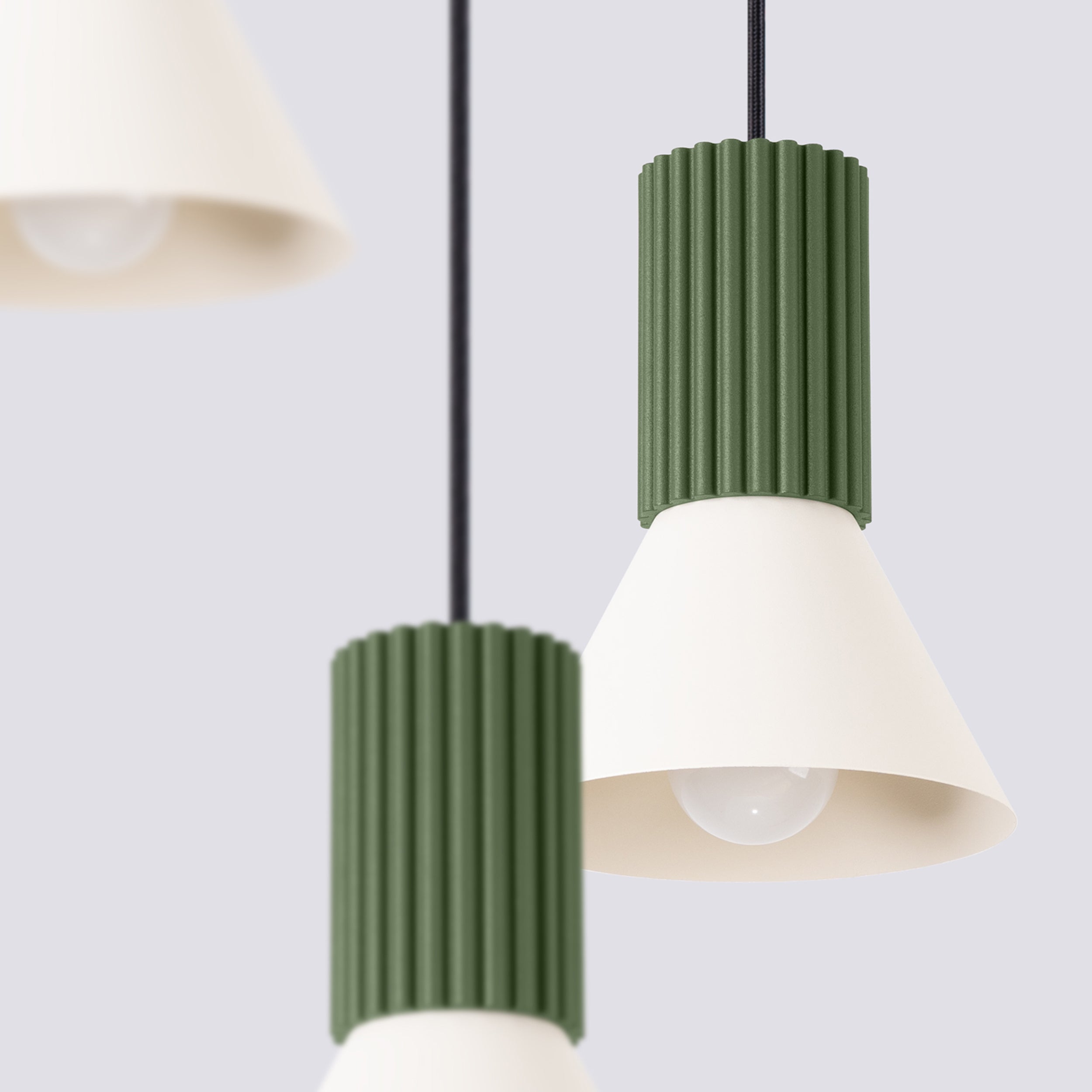 Lampa wisząca Estria x3 beżowa/zielona oliwka