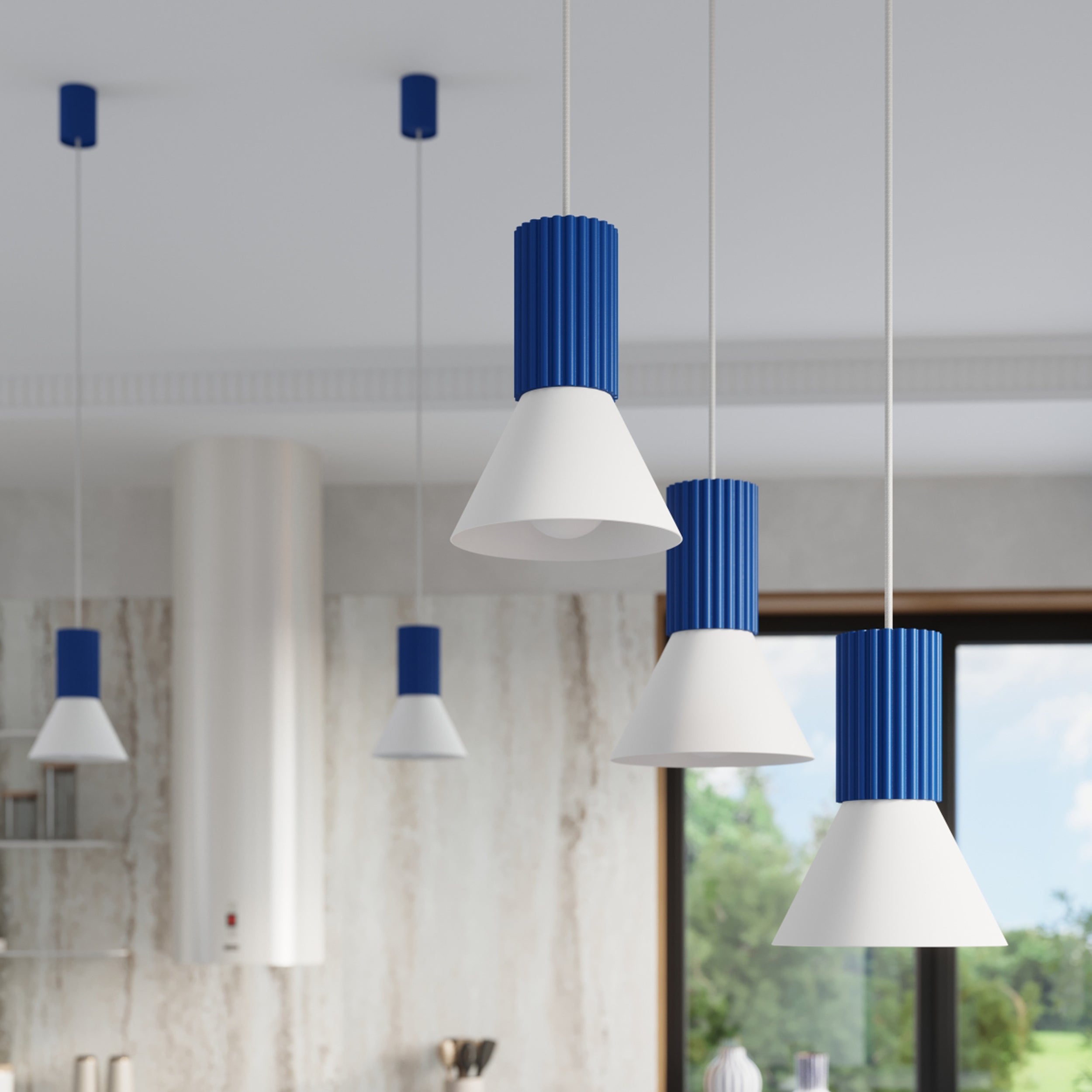 Lampa wisząca Estria x1 biała/ultramaryna