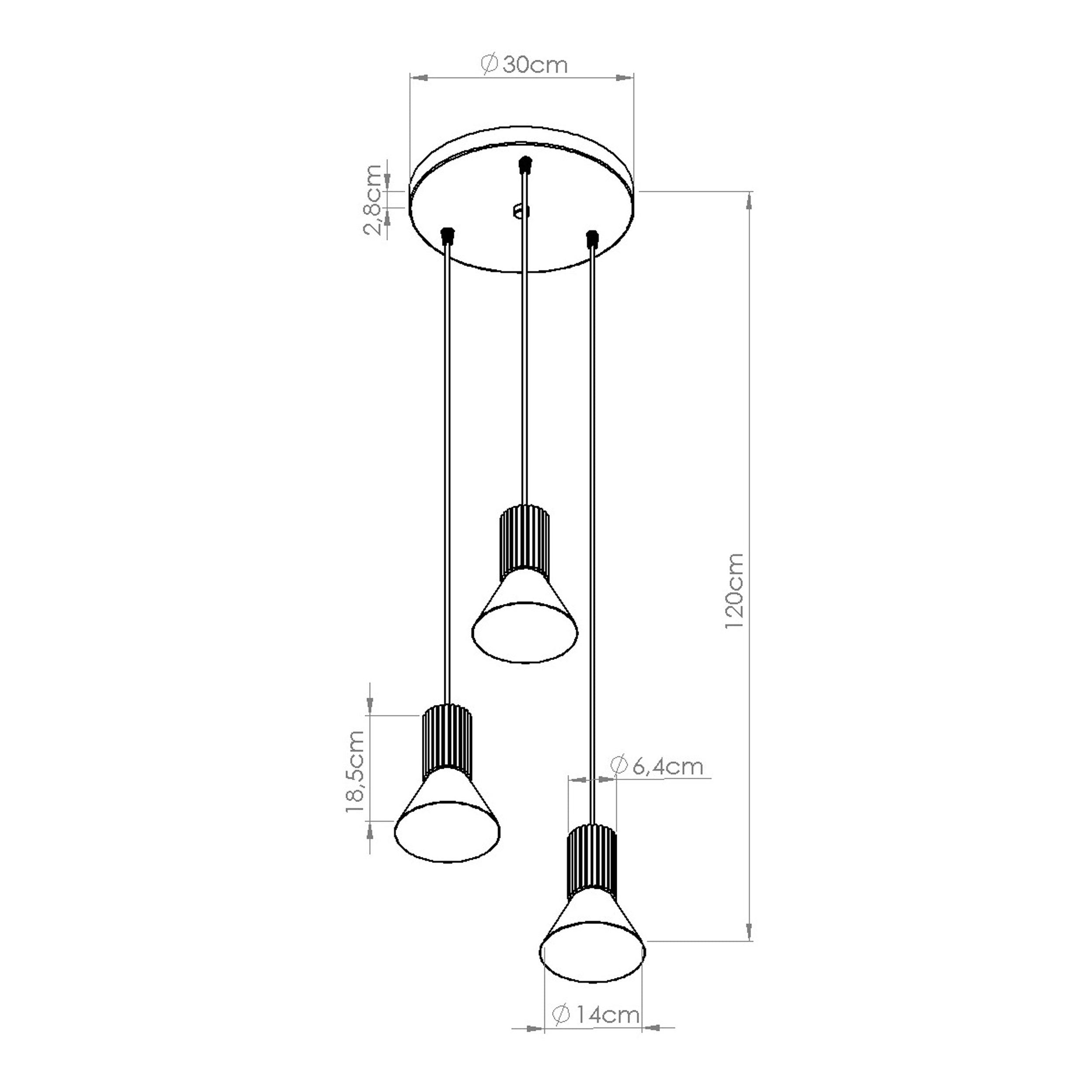 Lampa wisząca Estria x3 biała/ultramaryna