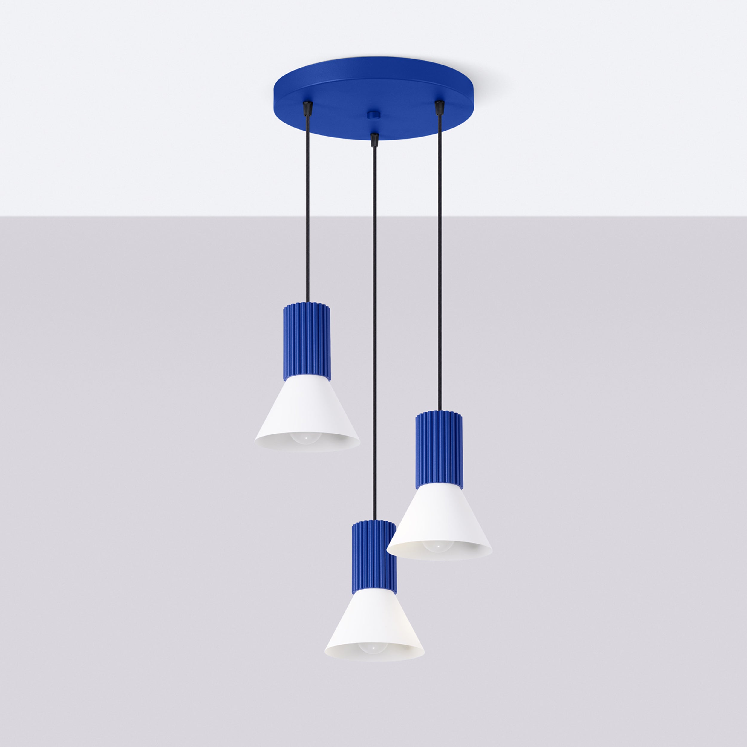 Lampa wisząca Estria x3 biała/ultramaryna