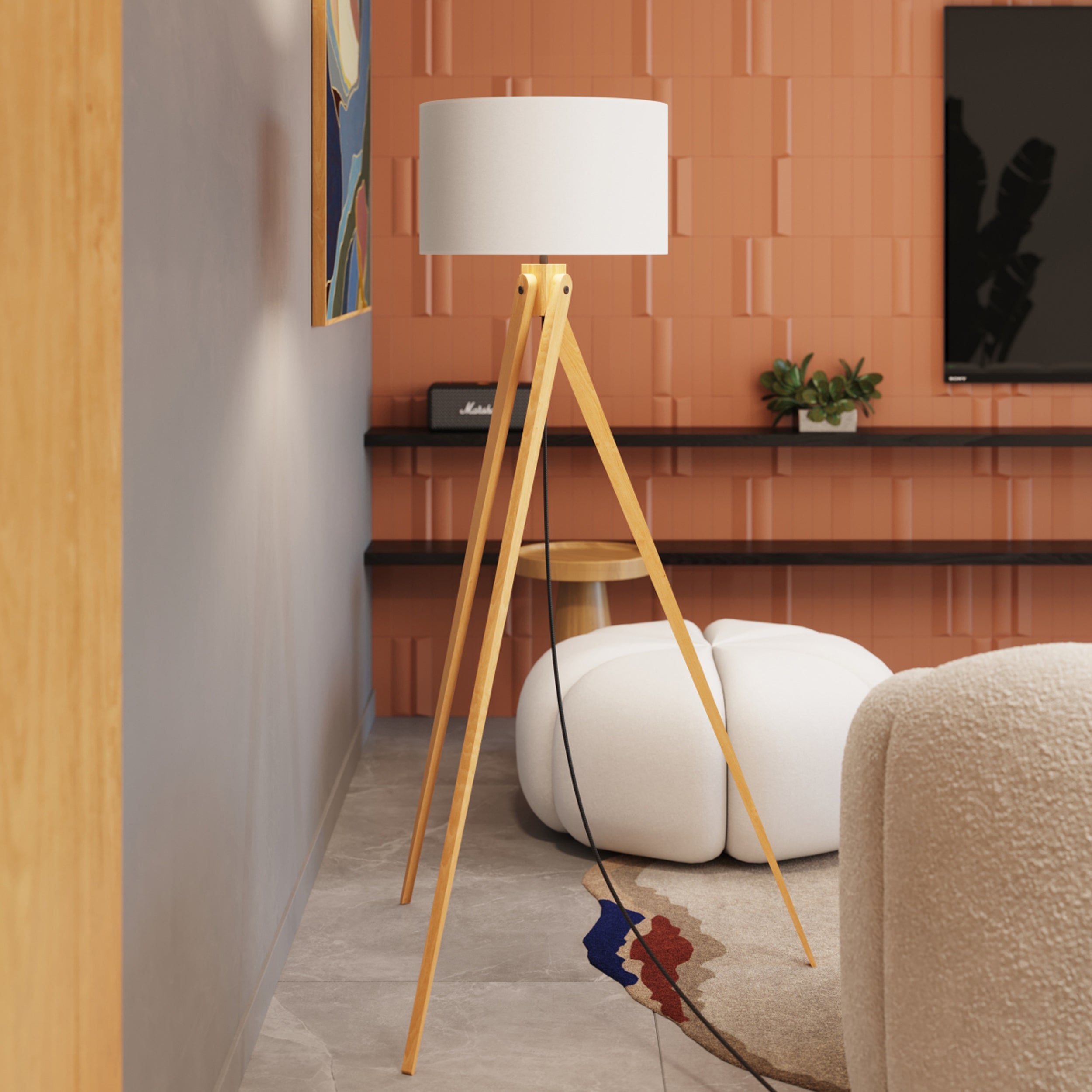 Lampa podłogowa Natt biała