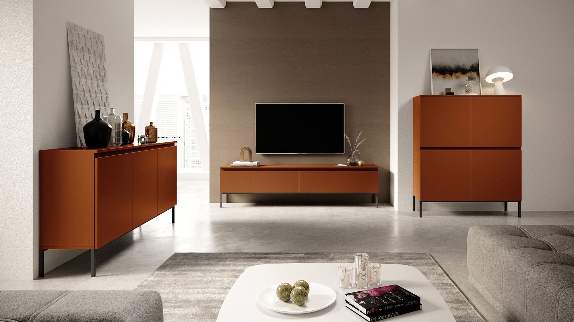 Komoda trzydrzwiowa Bemmi 150 cm Ceglasty