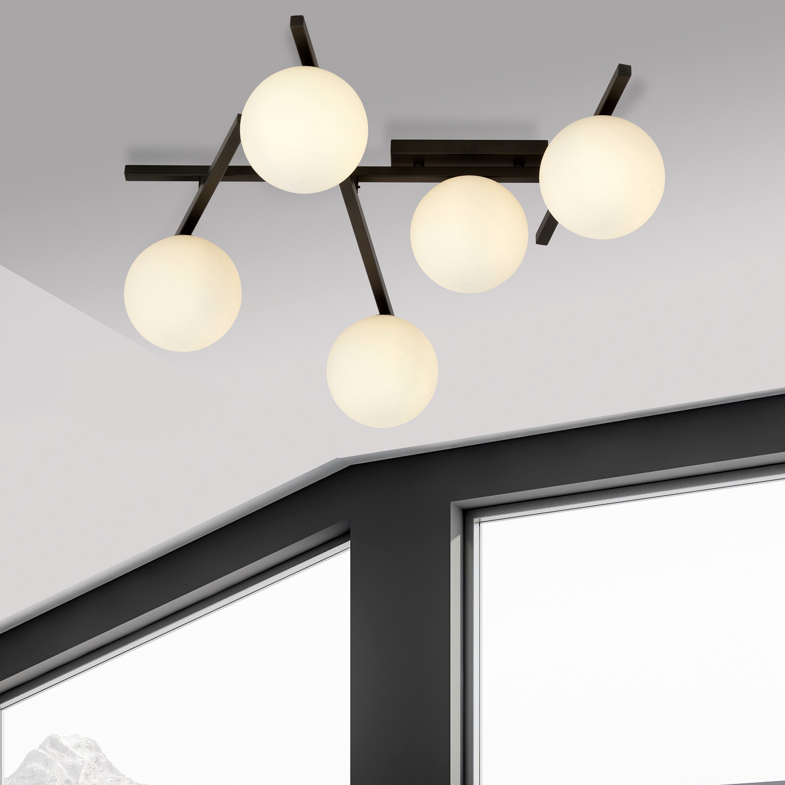 Lampa sufitowa Mohants x5 czarno-biała