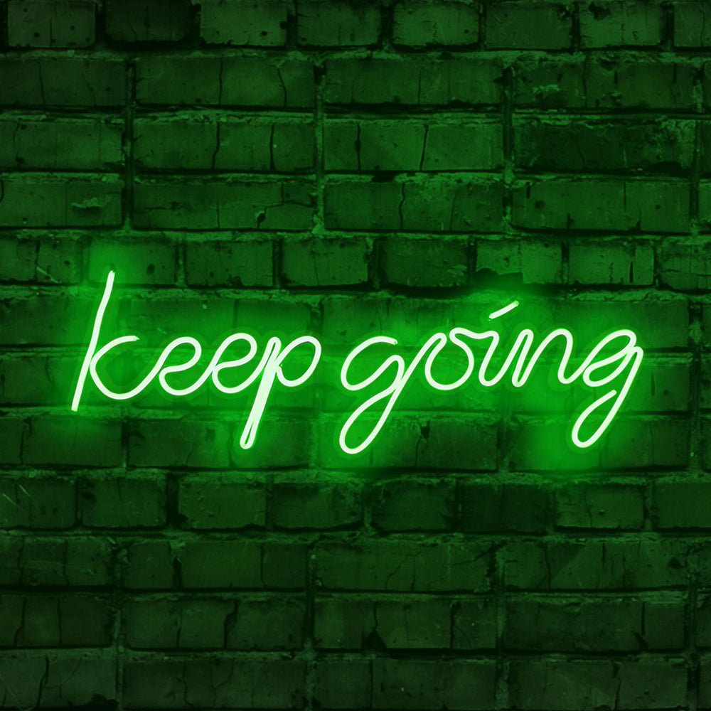 Neon na ścianę Letely z napisem Keep Going zielony