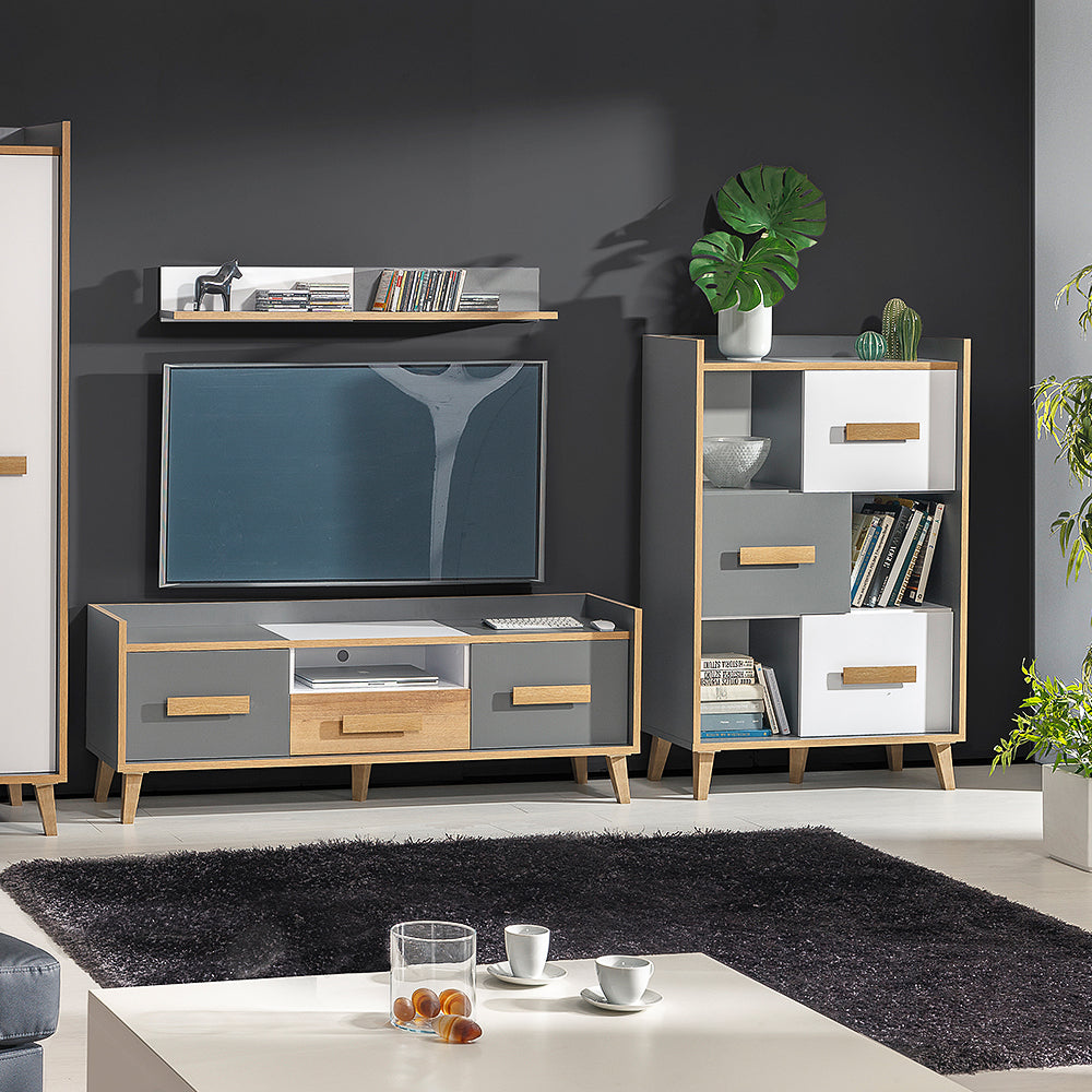 Półka ścienna Ellipticum 120 cm antracyt/biały
