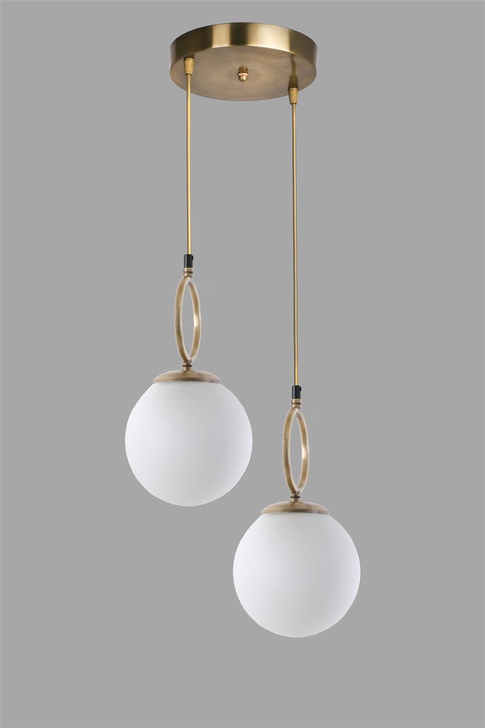Lampa wisząca Juxter x2 złota + białe szkło