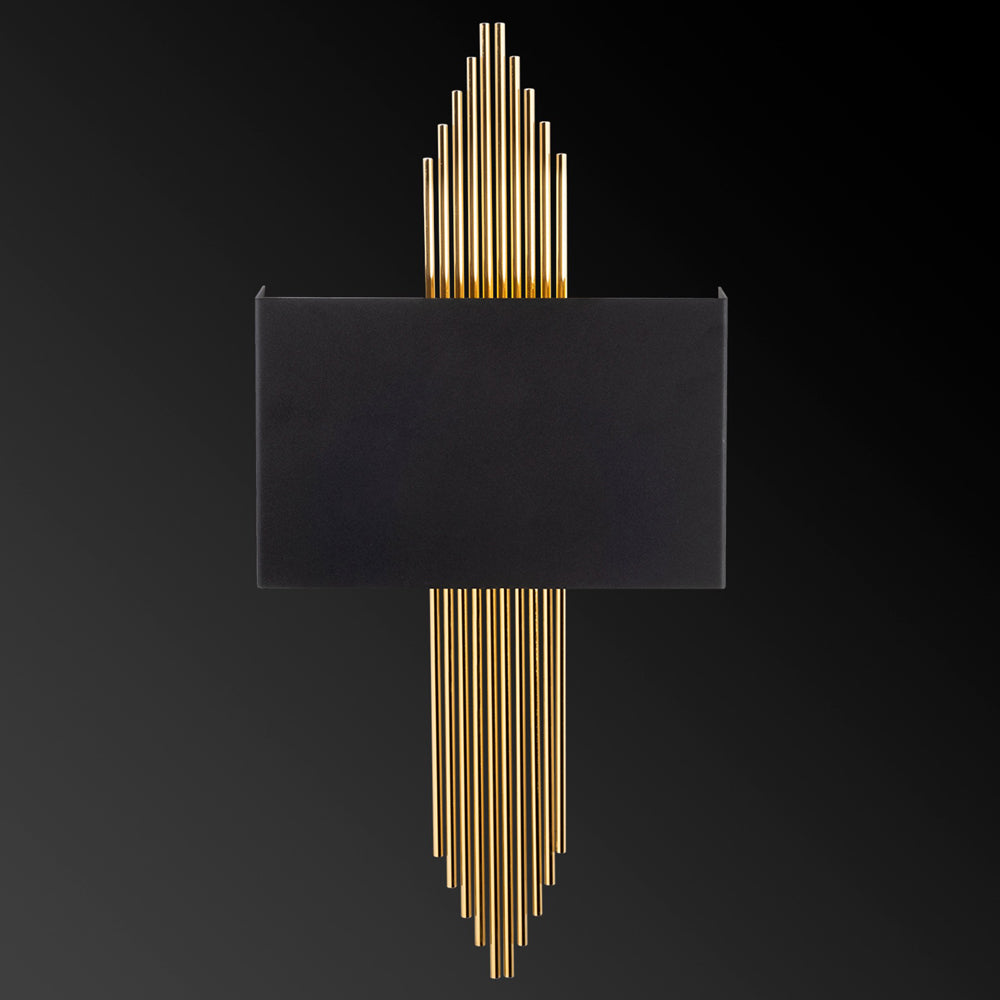 Kinkiet ścienny Laurina prostokątny czarno-złoty