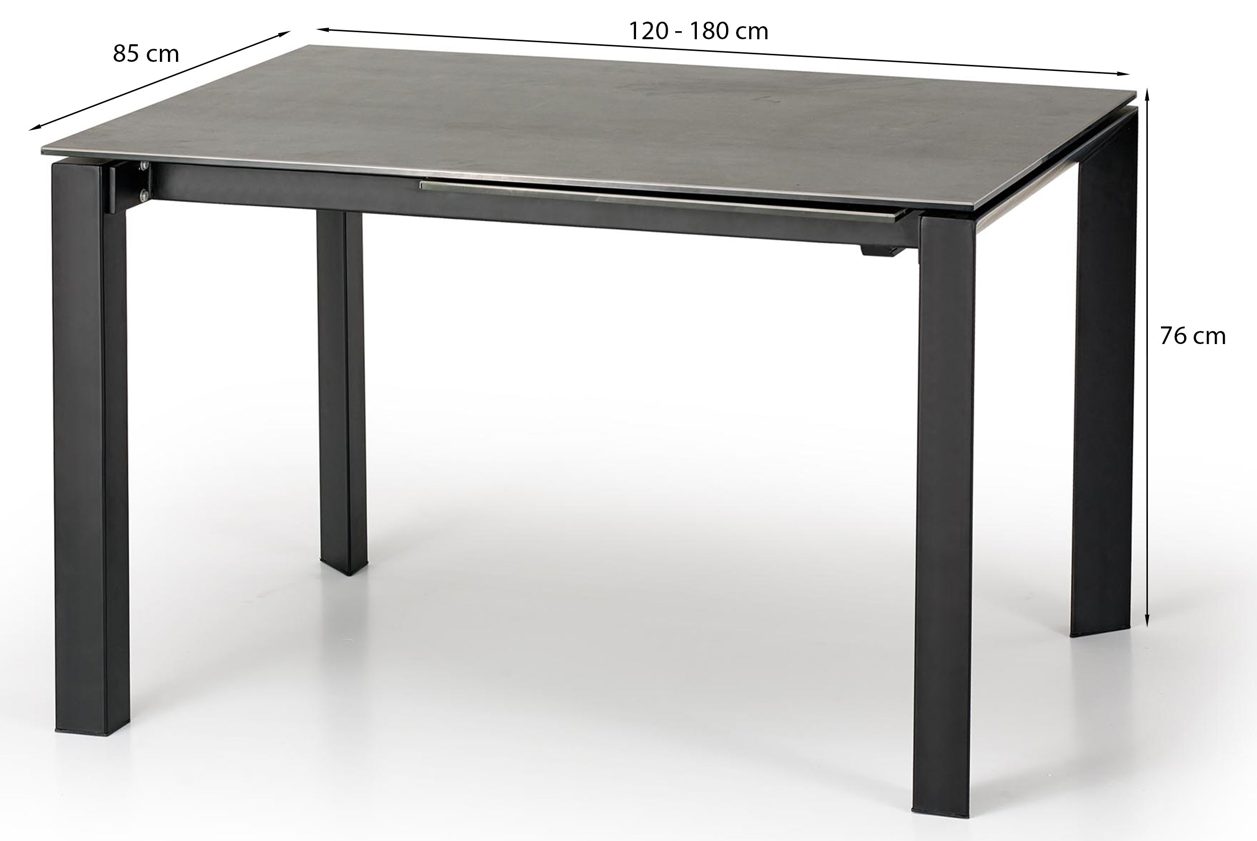 Stól rozkładany Biviely 120-180 cm ceramiczny blat szary / czarny