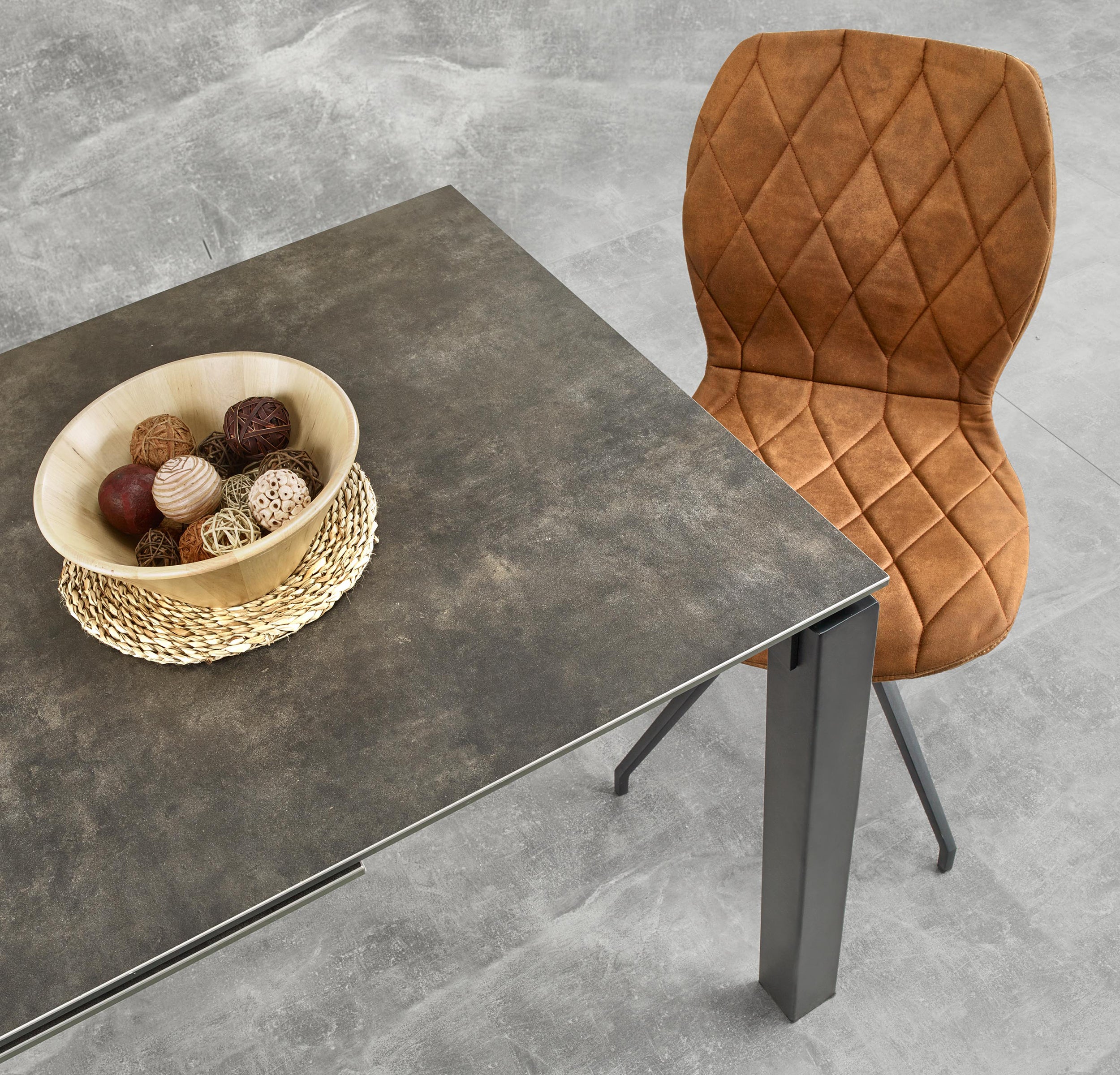 Stól rozkładany Biviely 120-180 cm ceramiczny blat szary / czarny