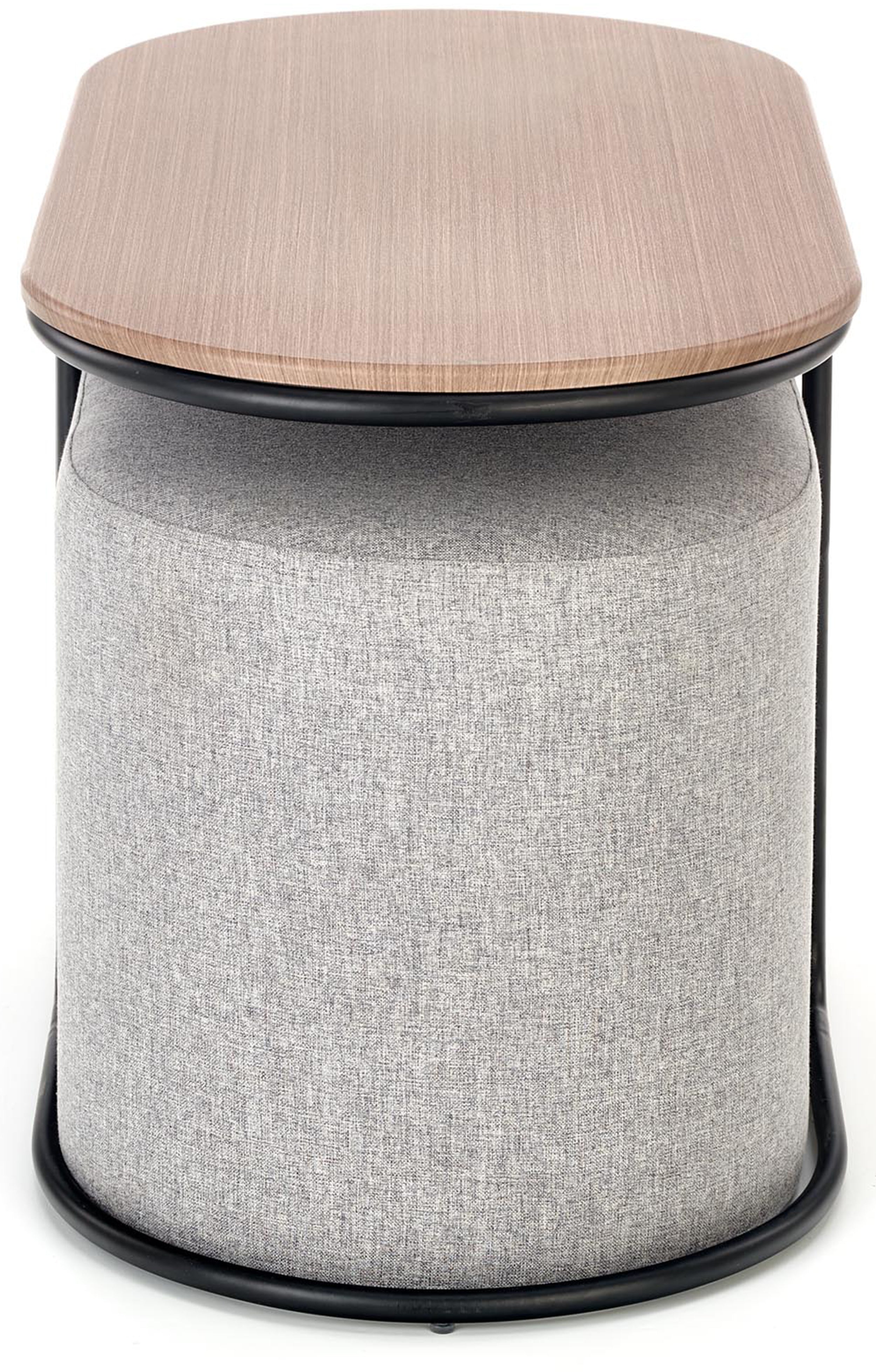 Stolik kawowy Pampa z dwiema pufami orzech