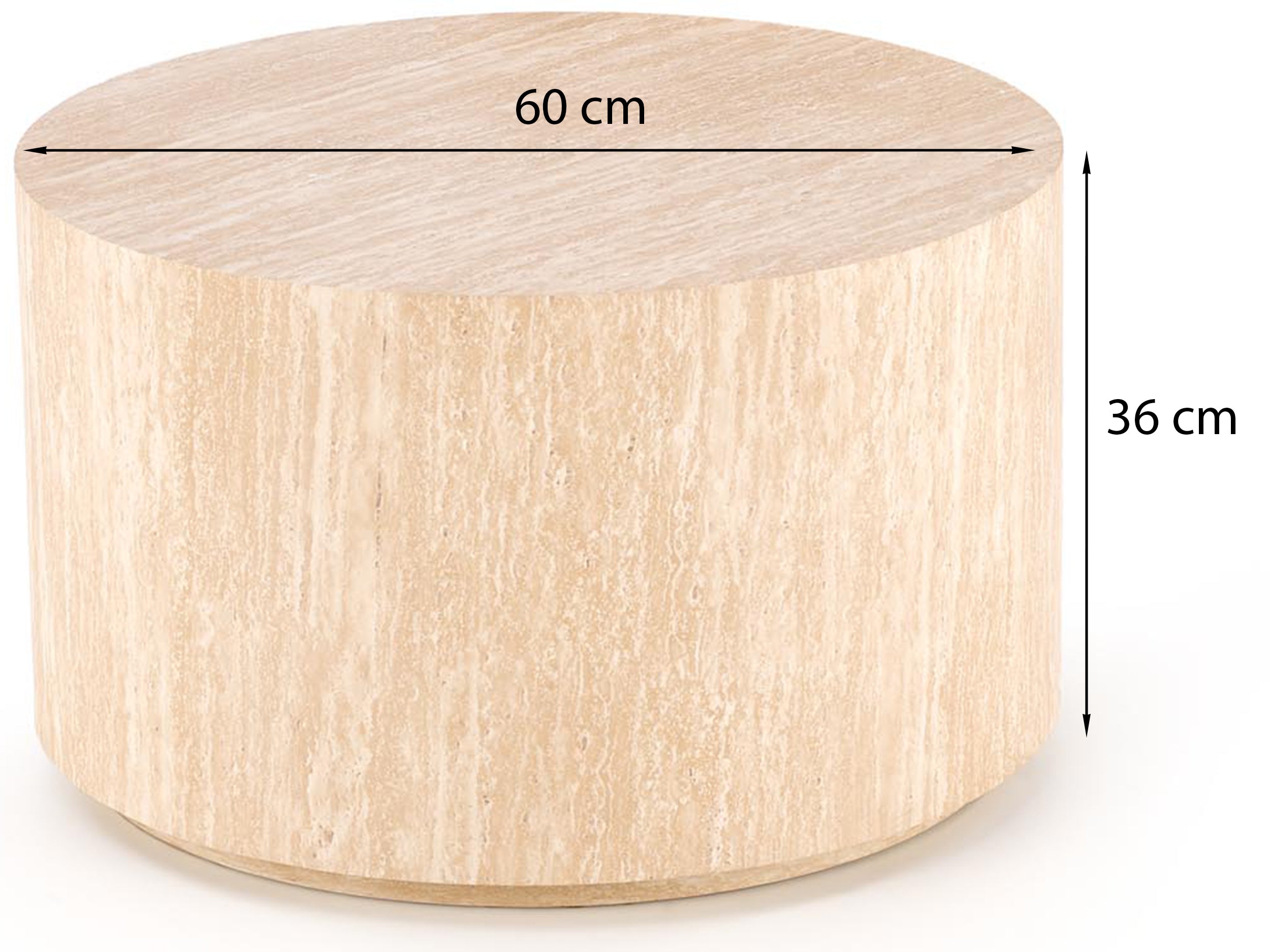 Stolik kawowy Travertino okrągły blat 60 cm trawertyn