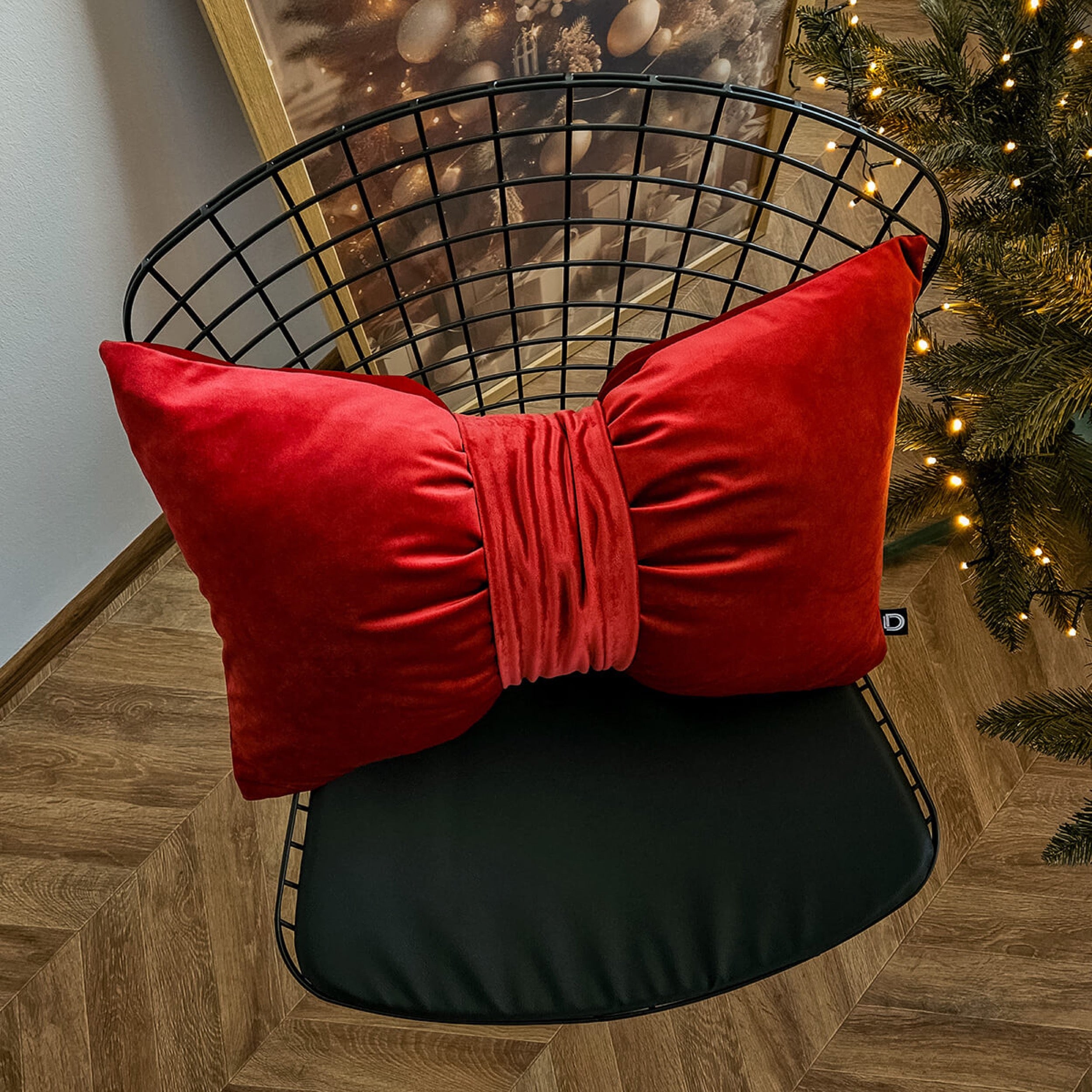 Poduszka XMAS 60x40 cm kokarda czerwona