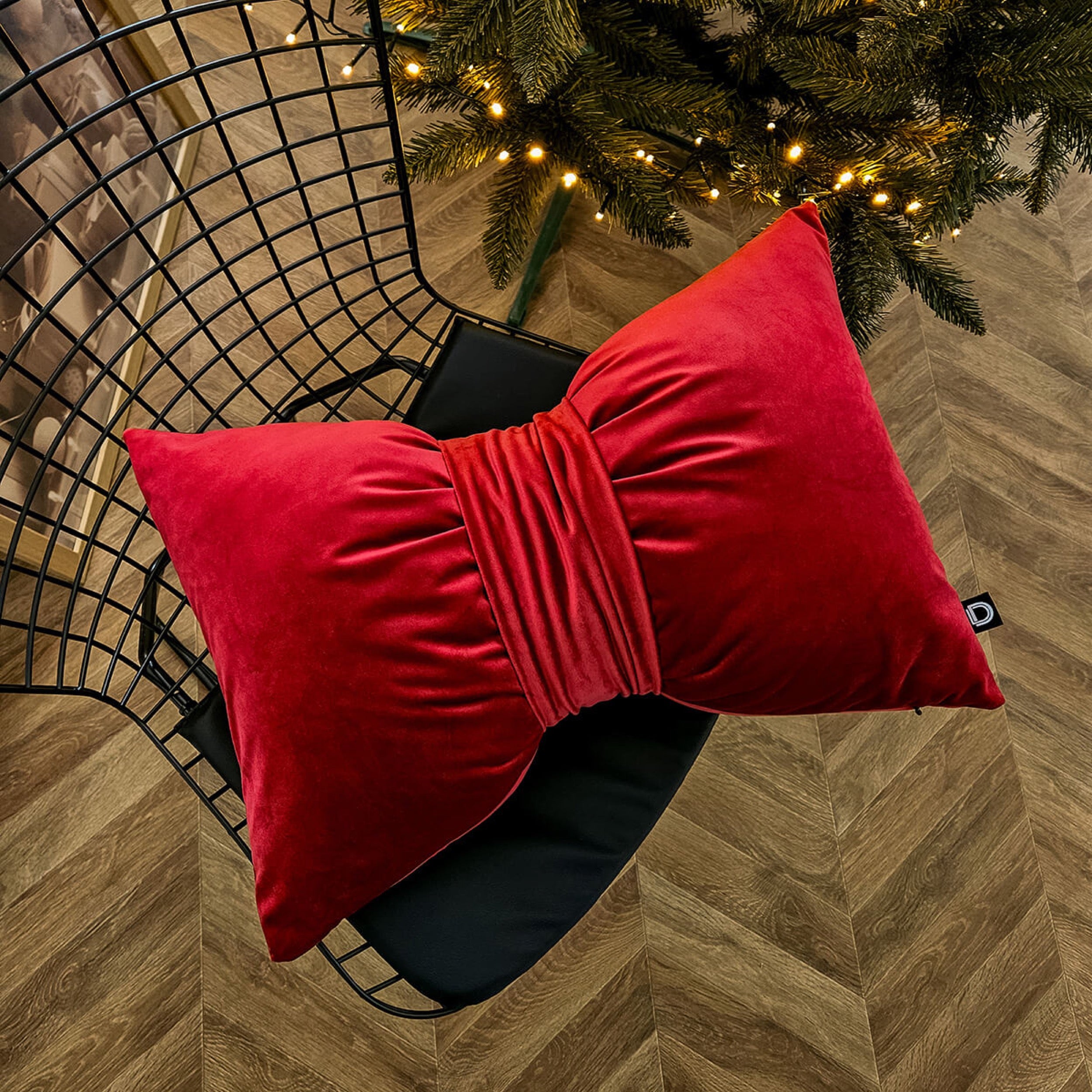 Poduszka XMAS 60x40 cm kokarda czerwona
