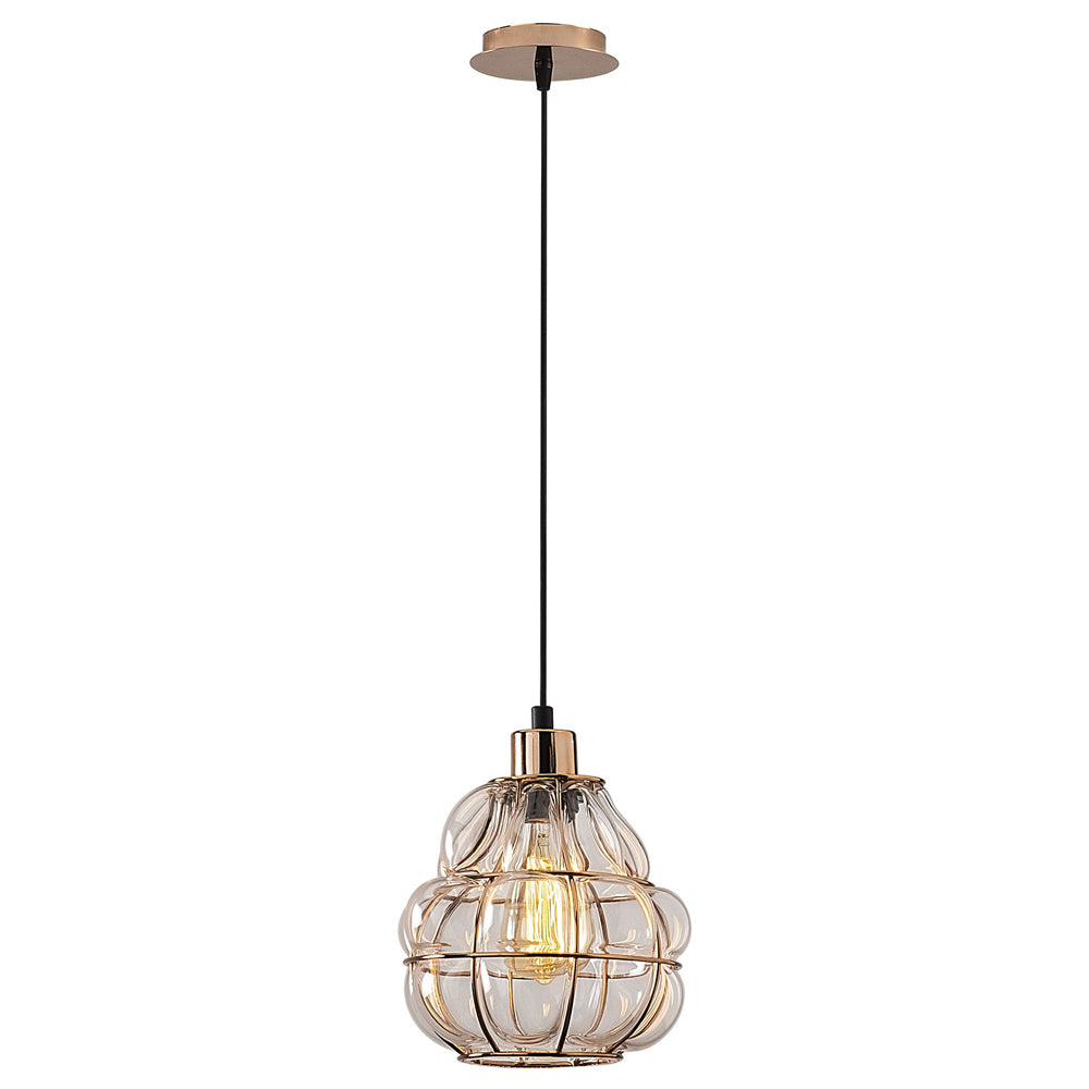 Lampa sufitowa Coradime szklana gruszka średnica 23 cm miedziana