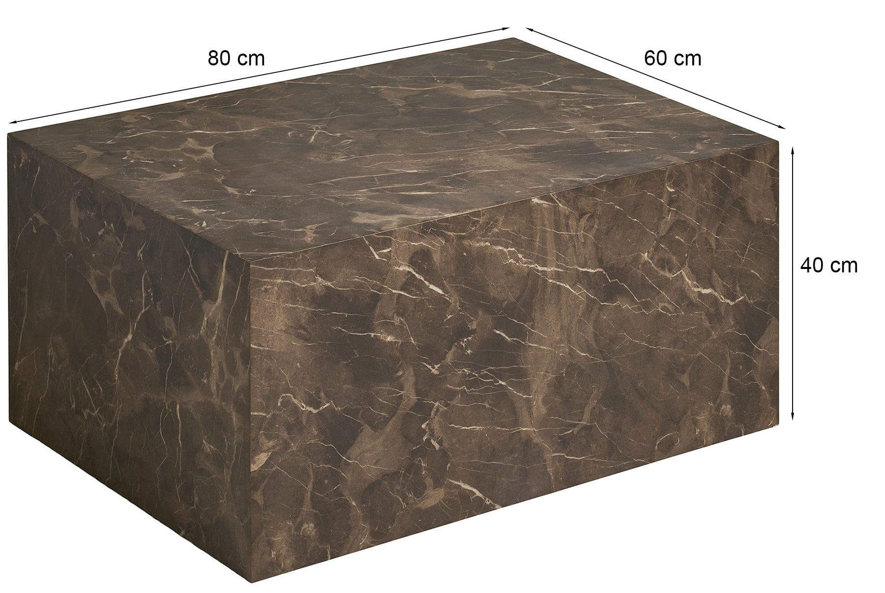 Stolik kawowy Asserves 60x80 cm brązowy marmur