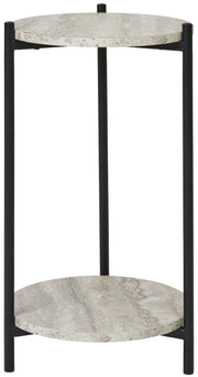 Stolik boczny Leuven średnica 27 cm trawertyn / czarny