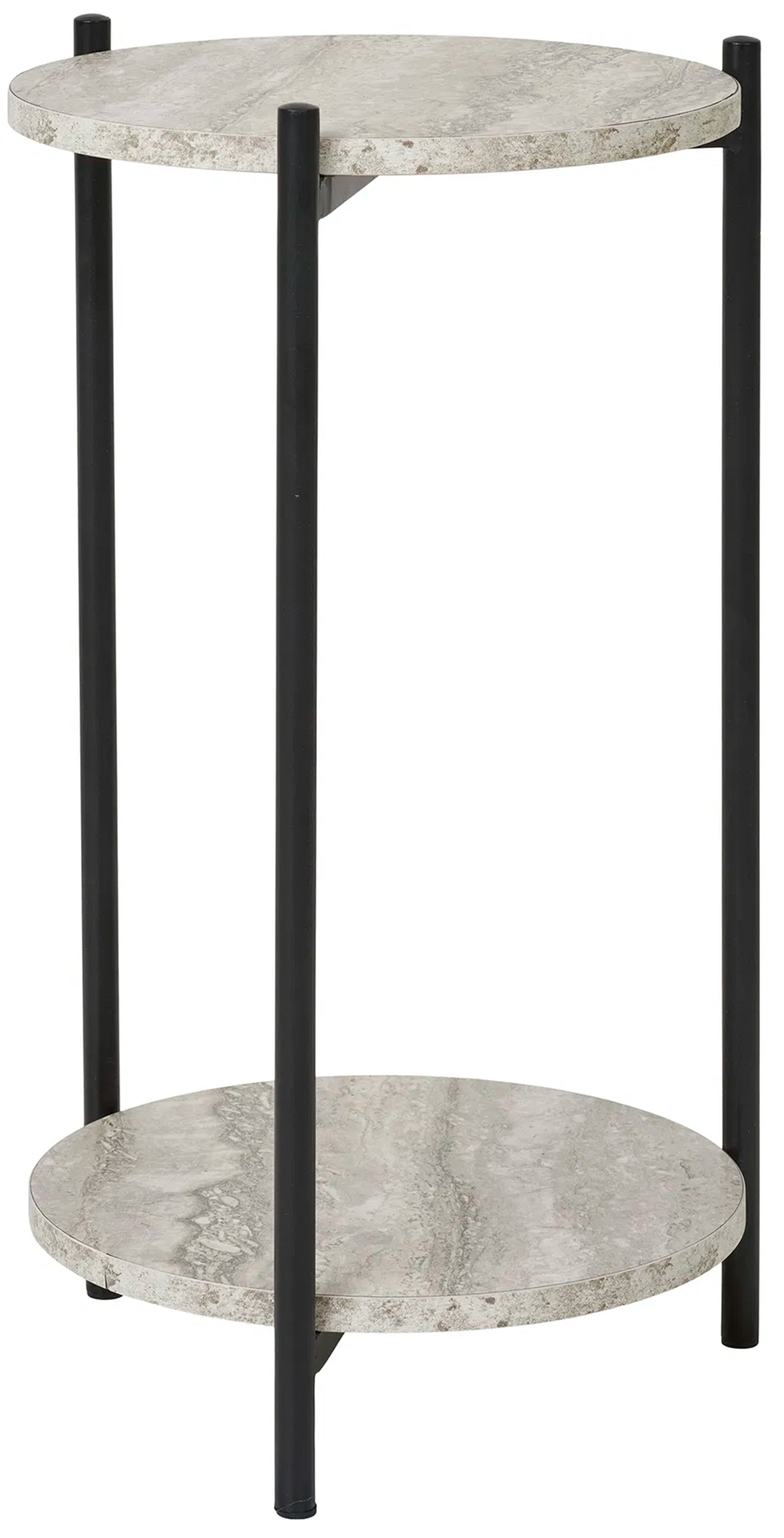 Stolik boczny Leuven średnica 27 cm trawertyn / czarny