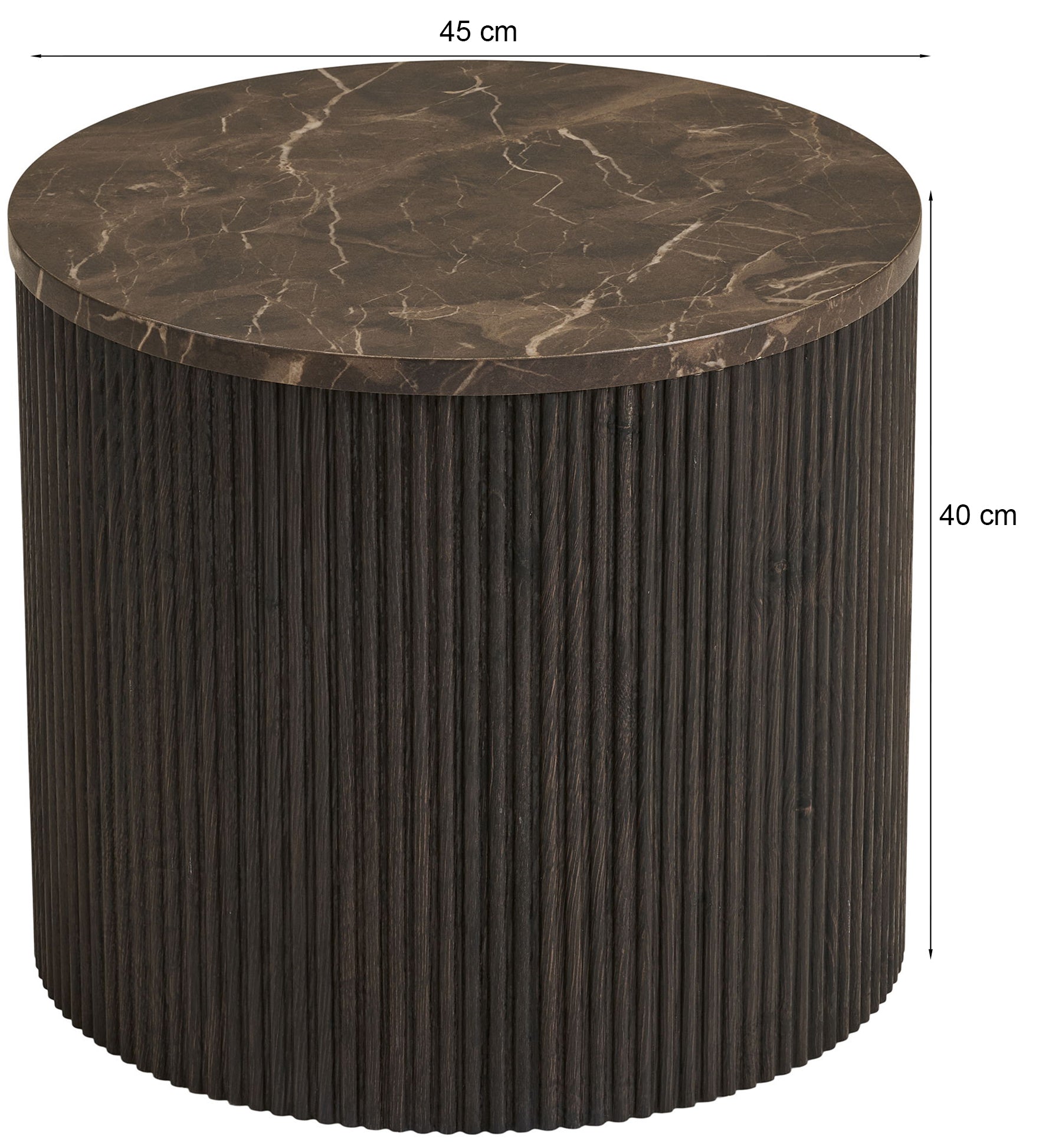 Stolik kawowy Cotven okrągły 45 cm brązowy marmur
