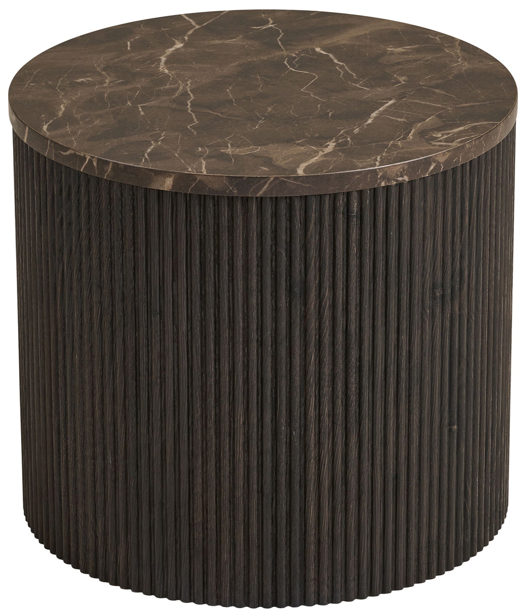 Stolik kawowy Cotven okrągły 45 cm brązowy marmur