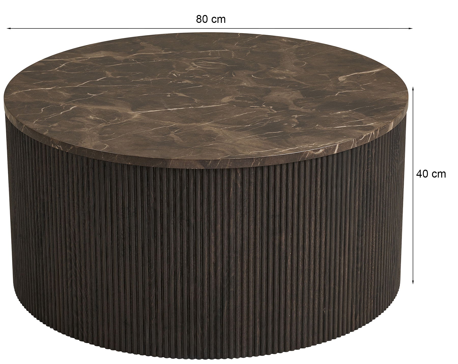 Stolik kawowy Cotven okrągły 80 cm brązowy marmur