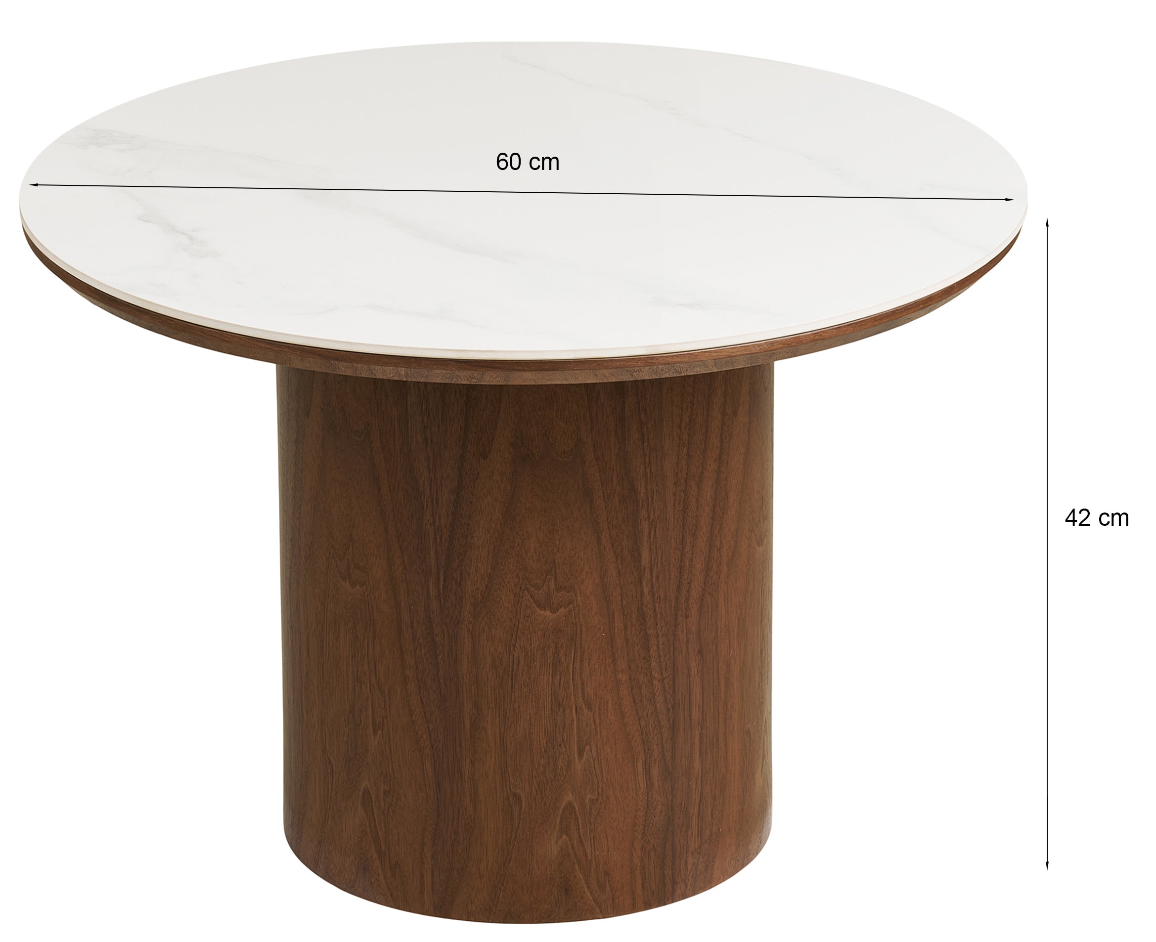Stolik kawowy Noli okrągły 60 cm orzech ceramiczny blat