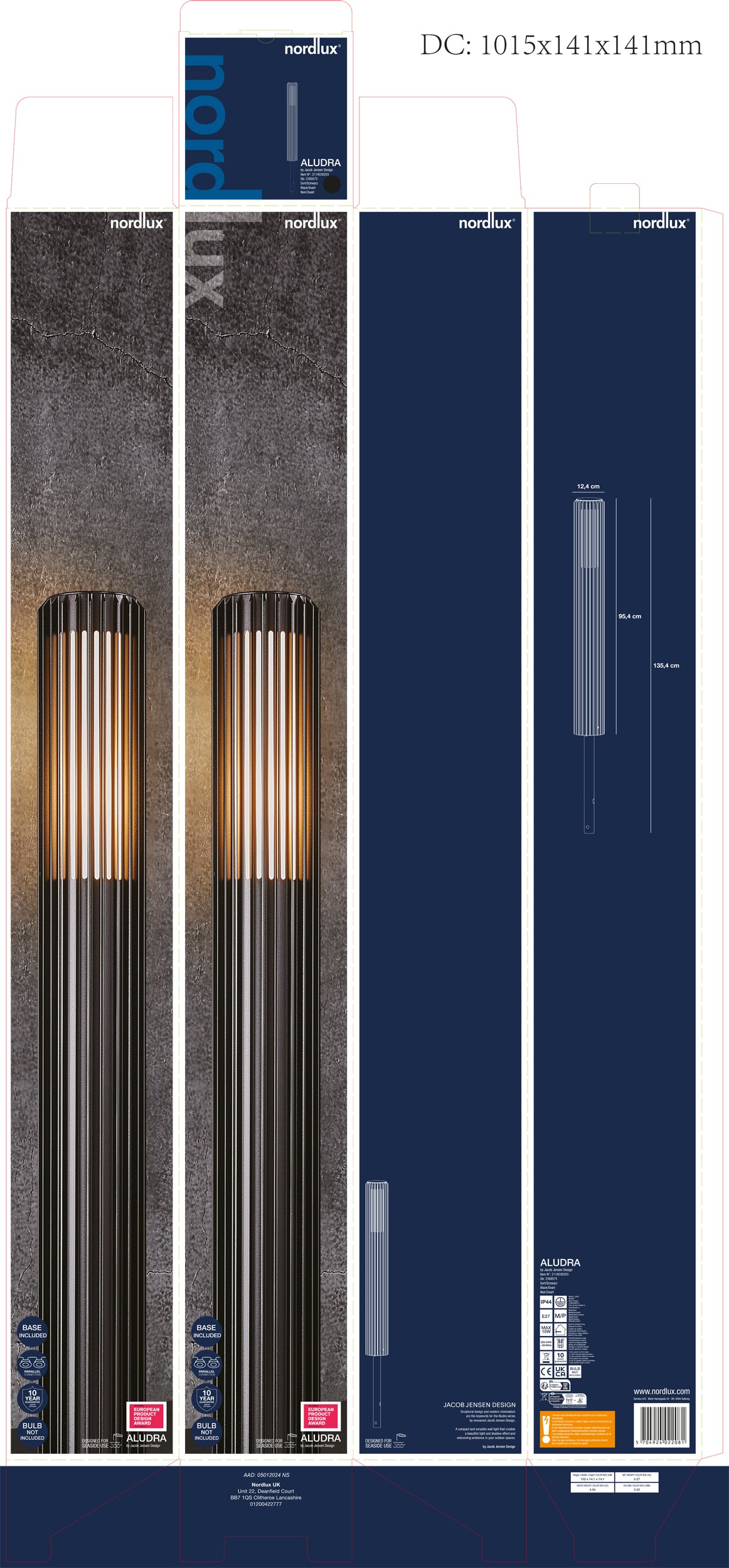 Lampa ogrodowa Aludra 95 cm czarna IP54