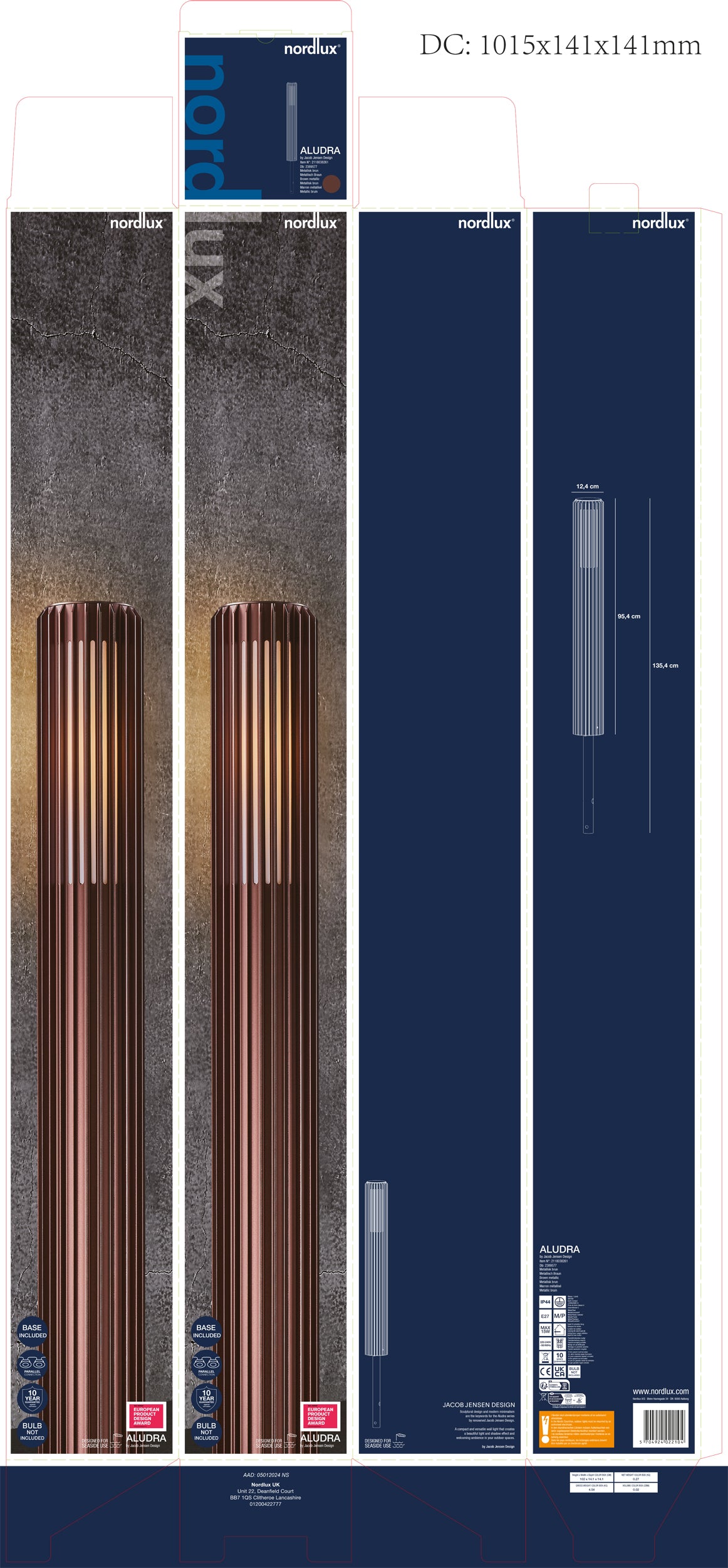 Lampa ogrodowa Aludra 95 cm brązowa IP44