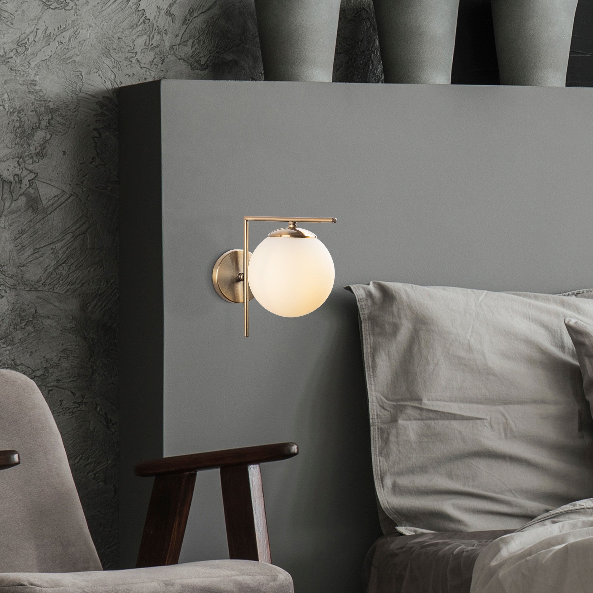 Lampa ścienna Lametters białe klosze/ złoto vintage