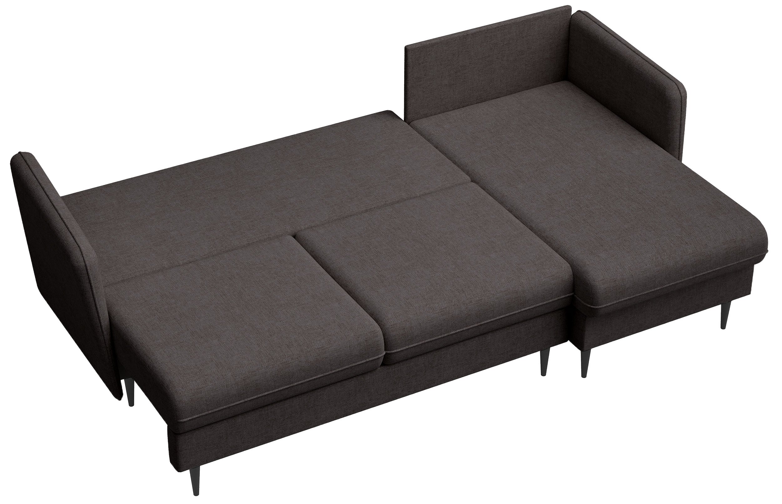 Narożnik z funkcją spania Volio L-kształtny ciemnoszary szenil nogi czarne