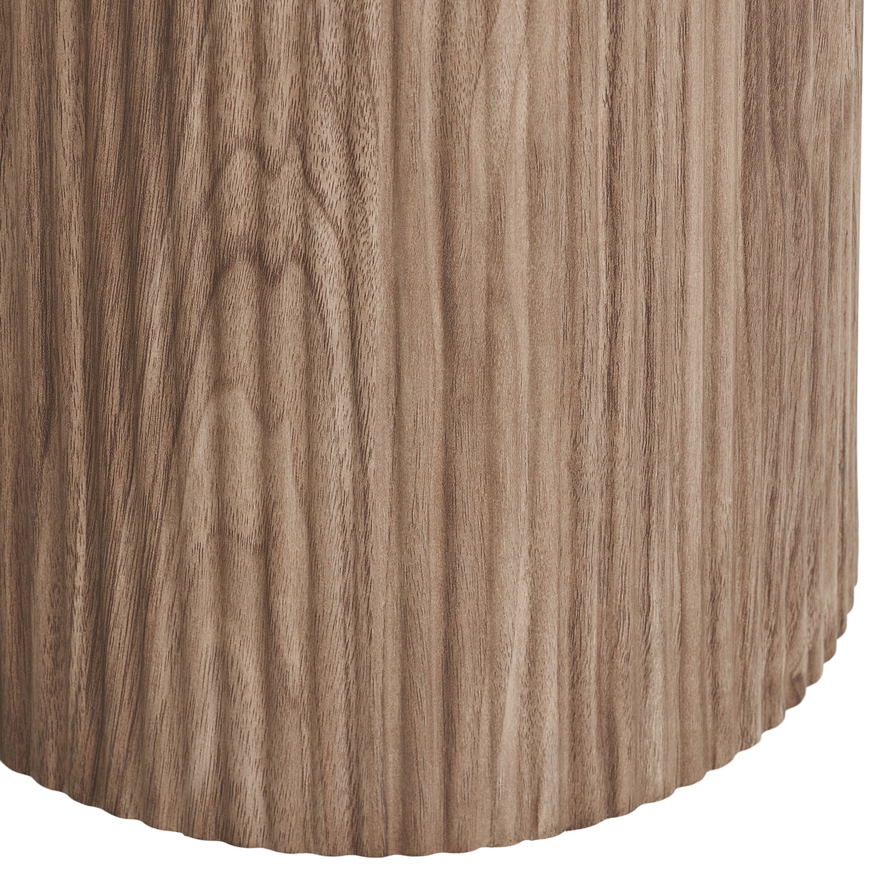 Stolik kawowy Athens okrągły 45 cm z okrągłą podstawą lamele jasny orzech ceramiczny blat