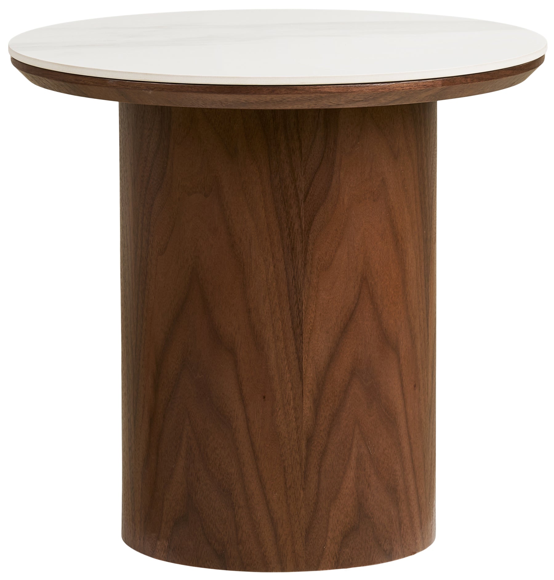Stolik boczny Noli okrągły 40 cm orzech ceramiczny blat